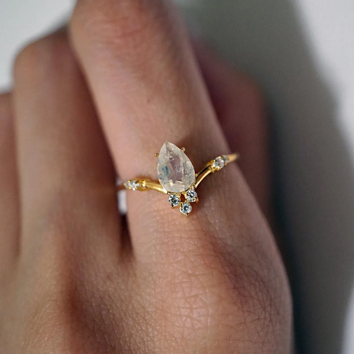 10K Moonstone Blossom Ring