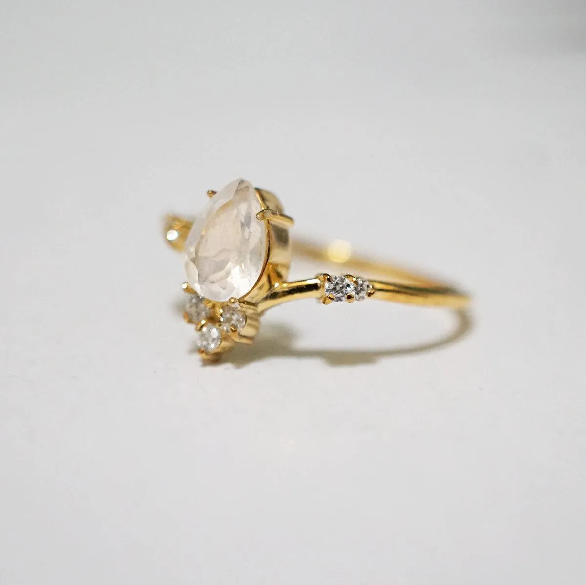 10K Moonstone Blossom Ring