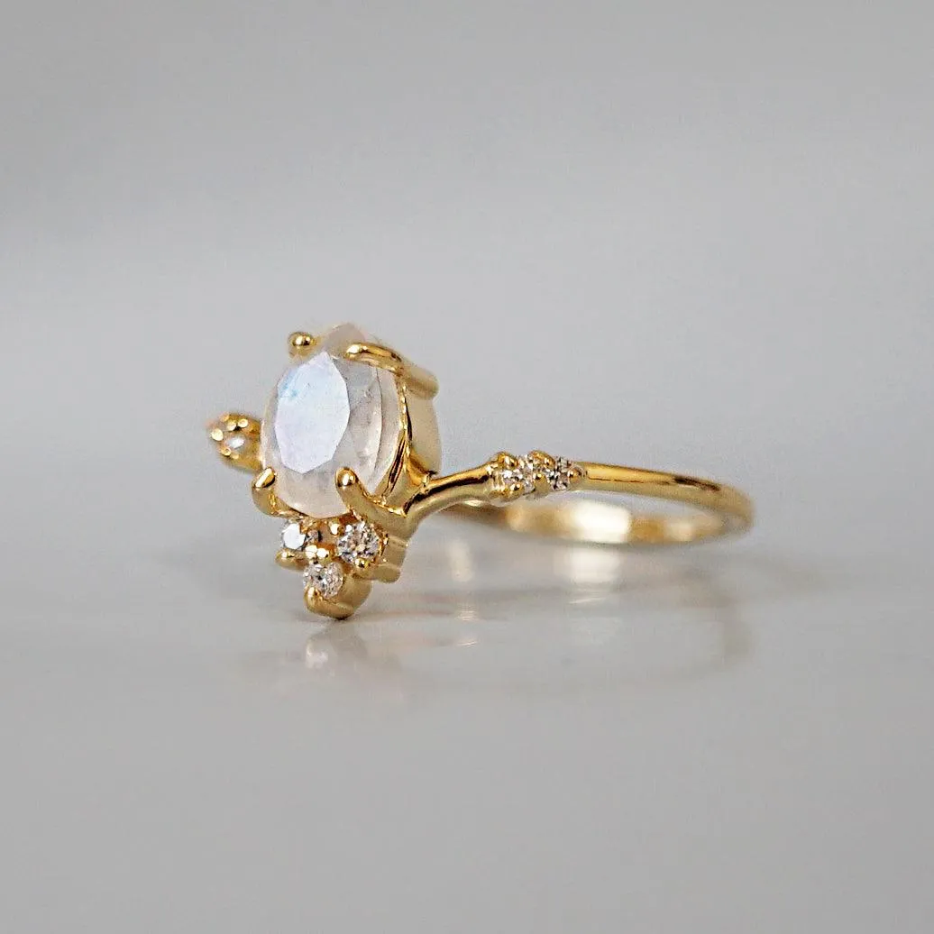 10K Moonstone Blossom Ring