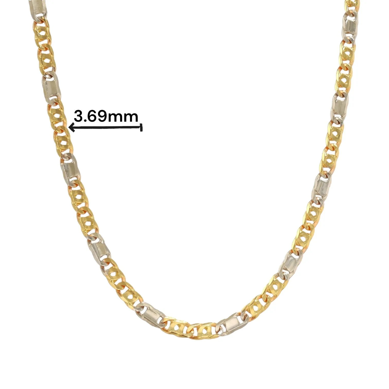 14K Yellow and white gold Valentino solid chain-72929