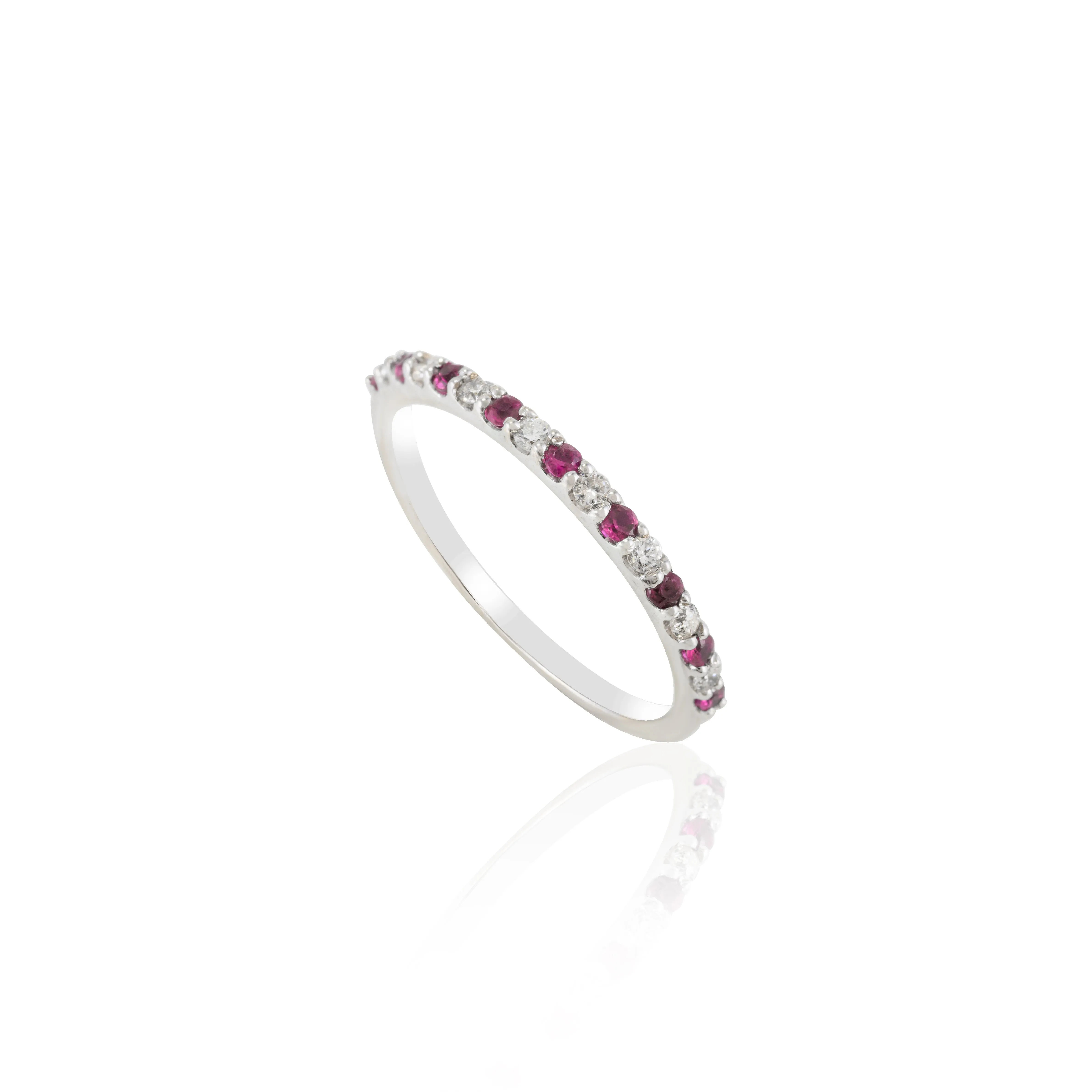 18K White Gold Ruby Diamond Eternity Band