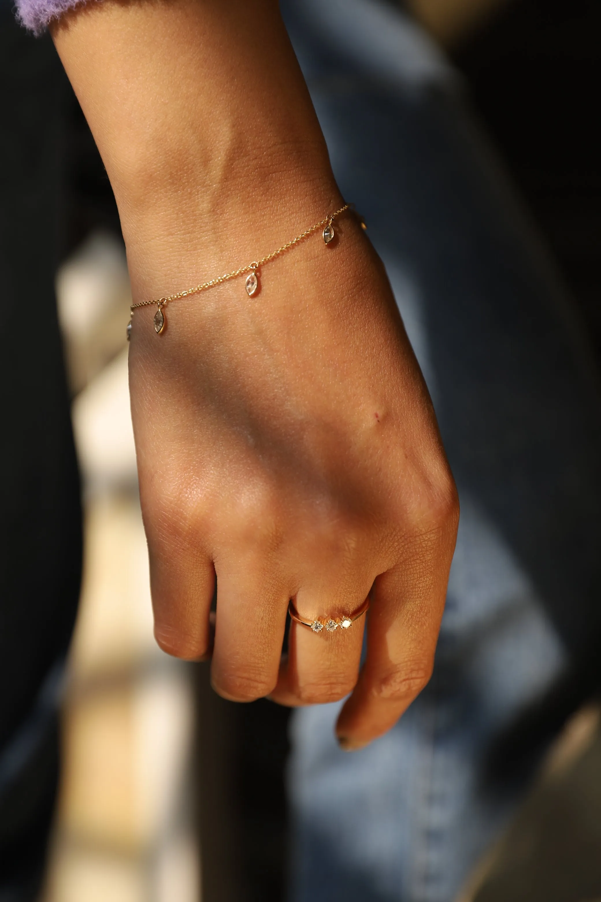 18K Yellow Gold Diamond Chain Bracelet