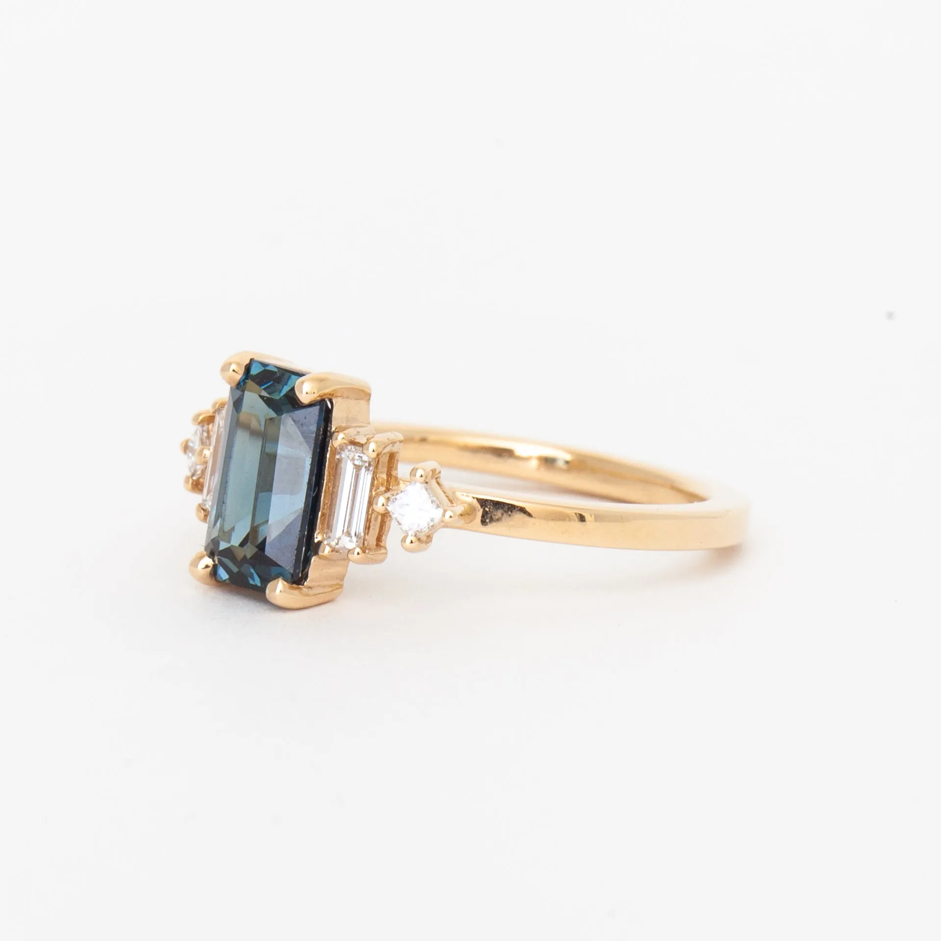 1.92 ct Blue-Green Sapphire Josie Ring