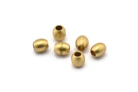 20 Pcs Raw Brass Oval Industrial Findings, Spacer Beads (6x5 Mm) D0024