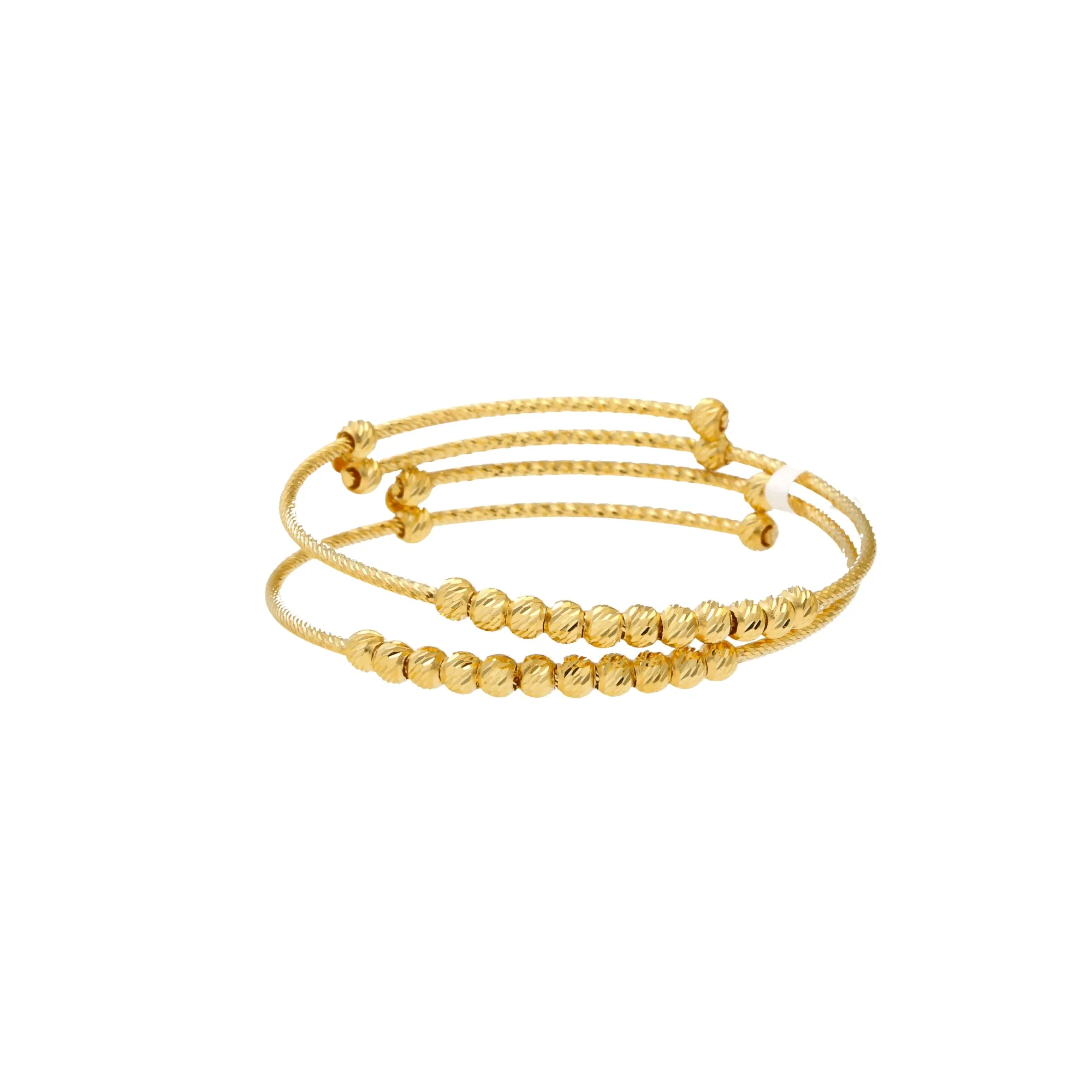 22K Yellow Gold Beaded Kid's Bangle Set of 2 (8.4gm)