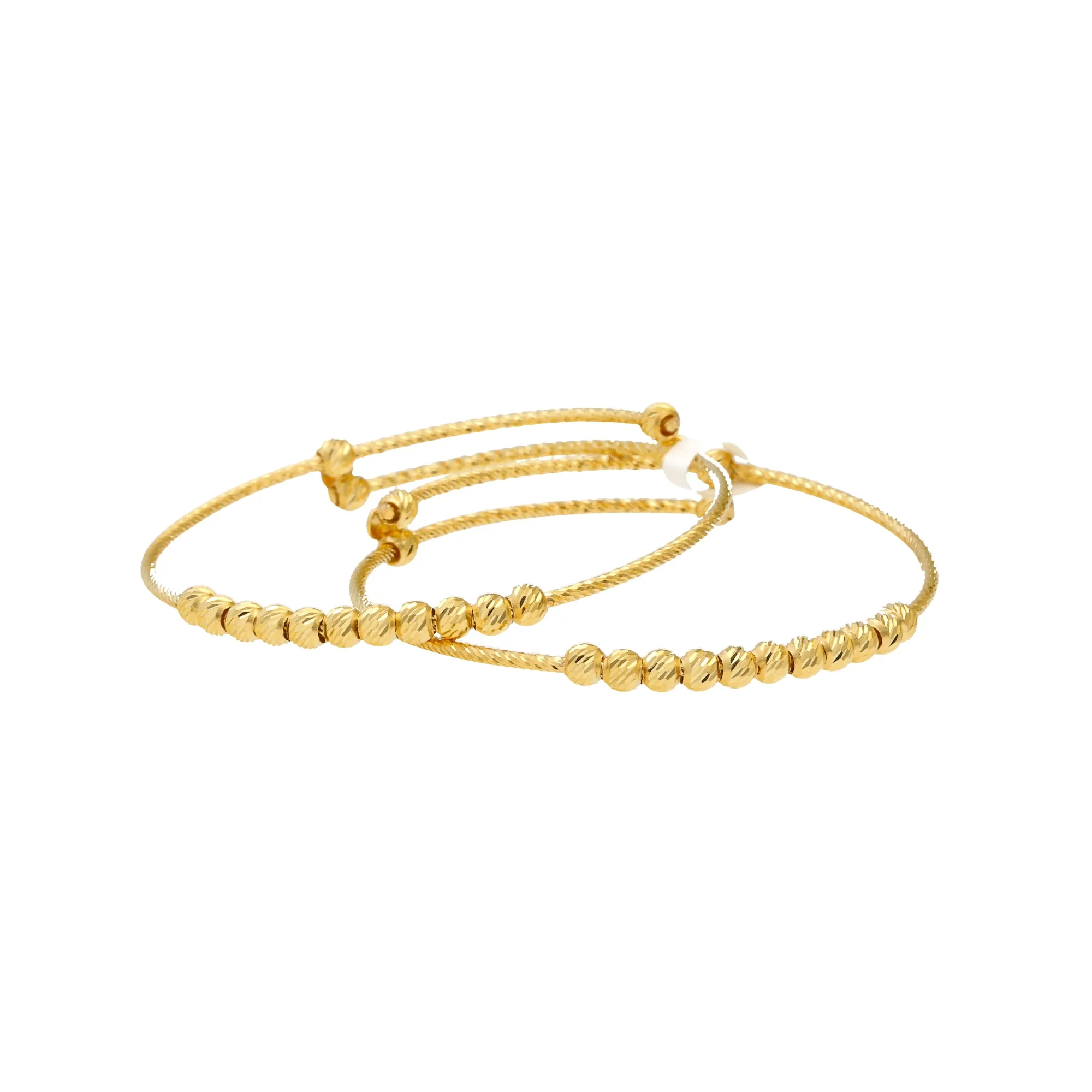 22K Yellow Gold Beaded Kid's Bangle Set of 2 (8.4gm)