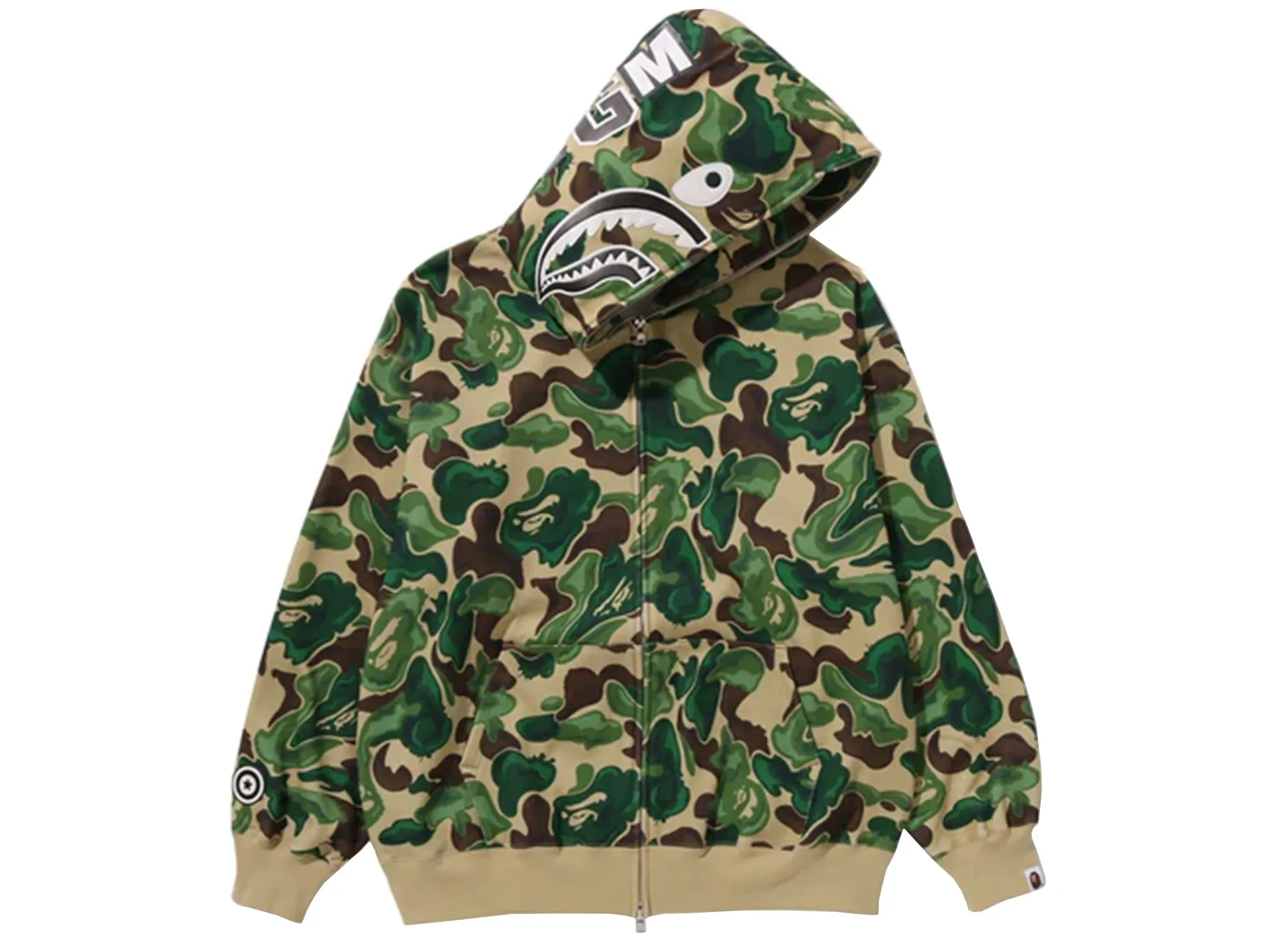 A Bathing Ape Bape Art Camo Shark Hoodie in Green xld