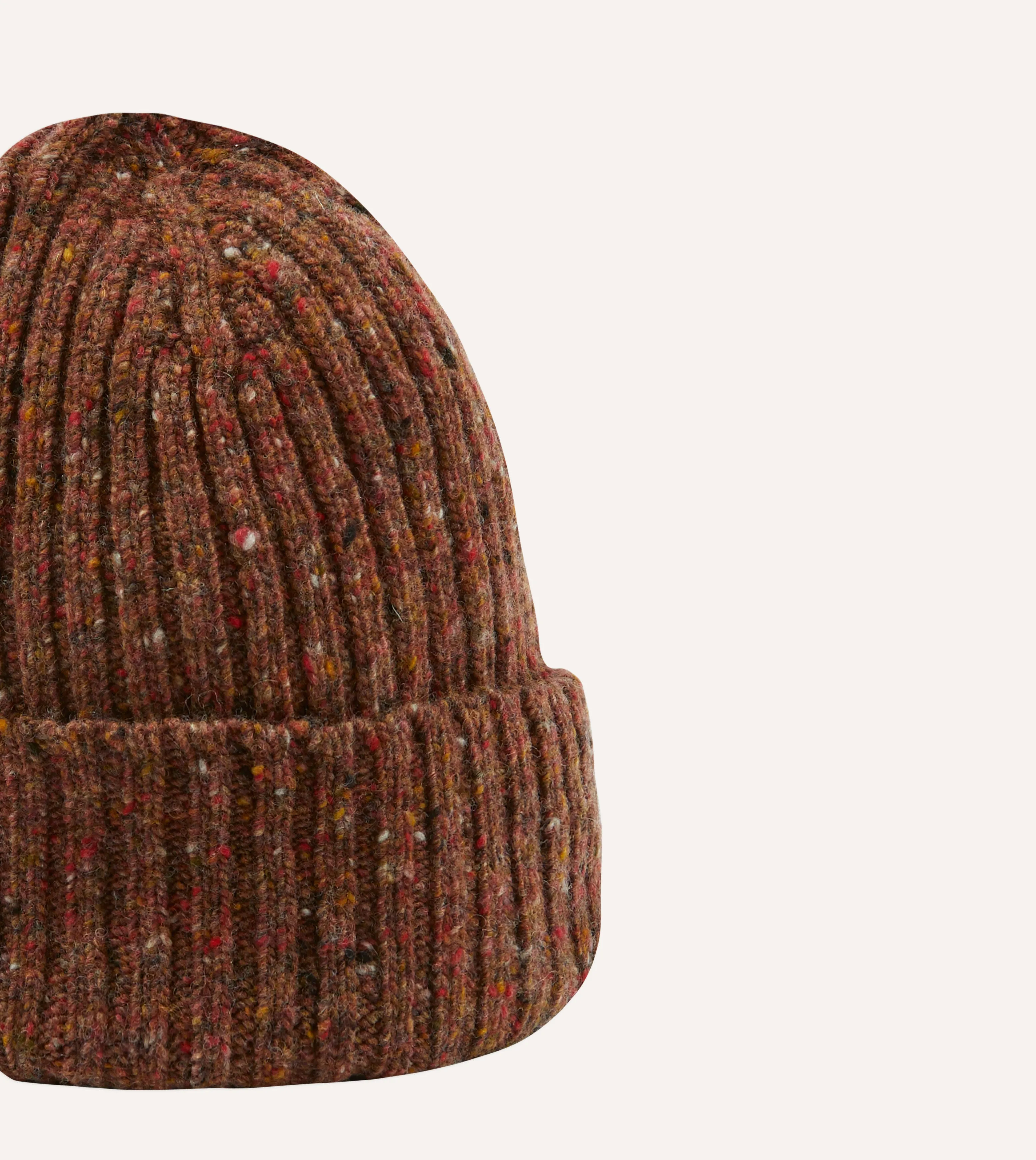 ALD / Drake's Brown Donegal Ribbed Knit Beanie