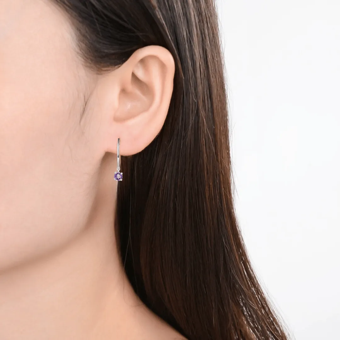 Amethyst Open Hoop Earrings