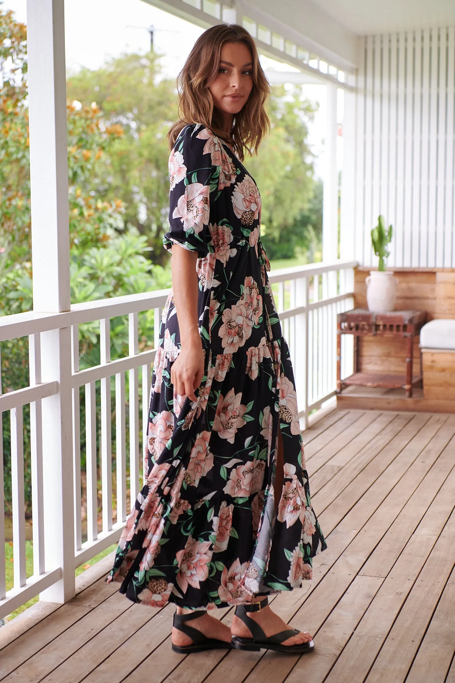 Anabel Maxi Dress - Black Floral