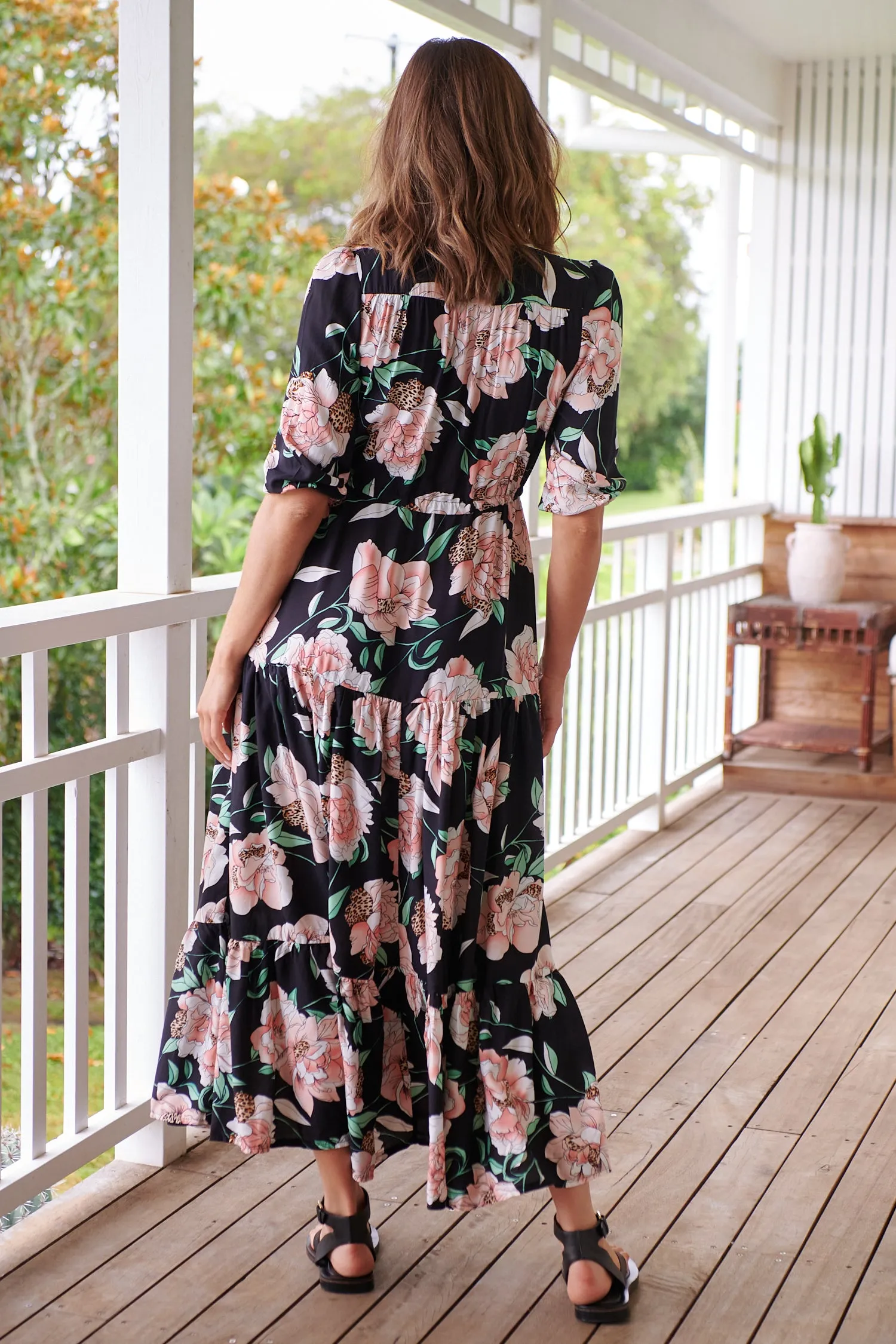 Anabel Maxi Dress - Black Floral