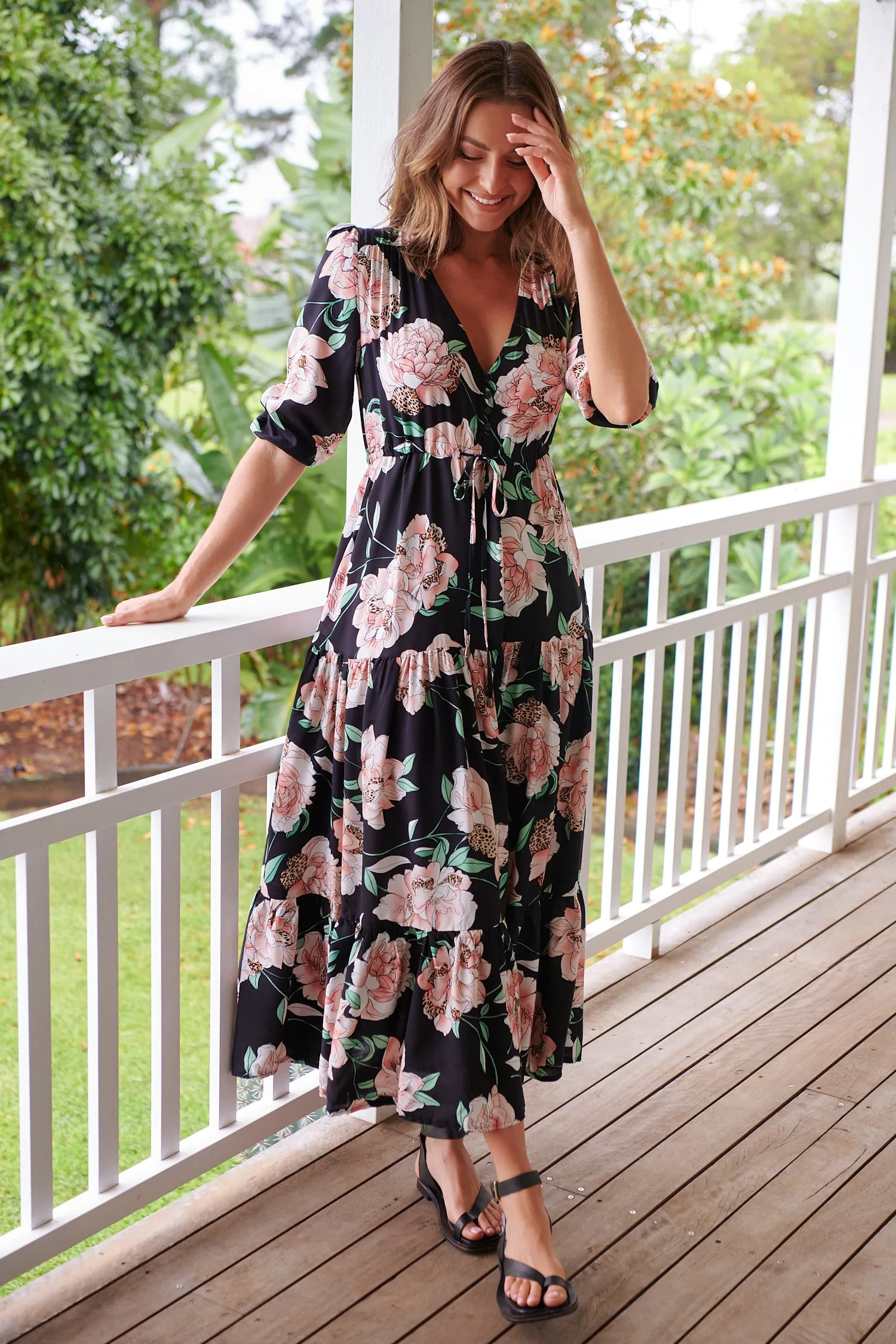 Anabel Maxi Dress - Black Floral