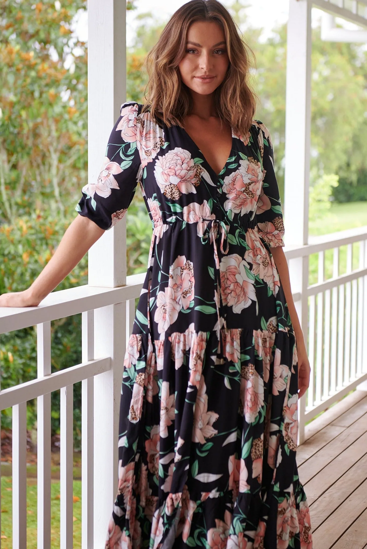 Anabel Maxi Dress - Black Floral