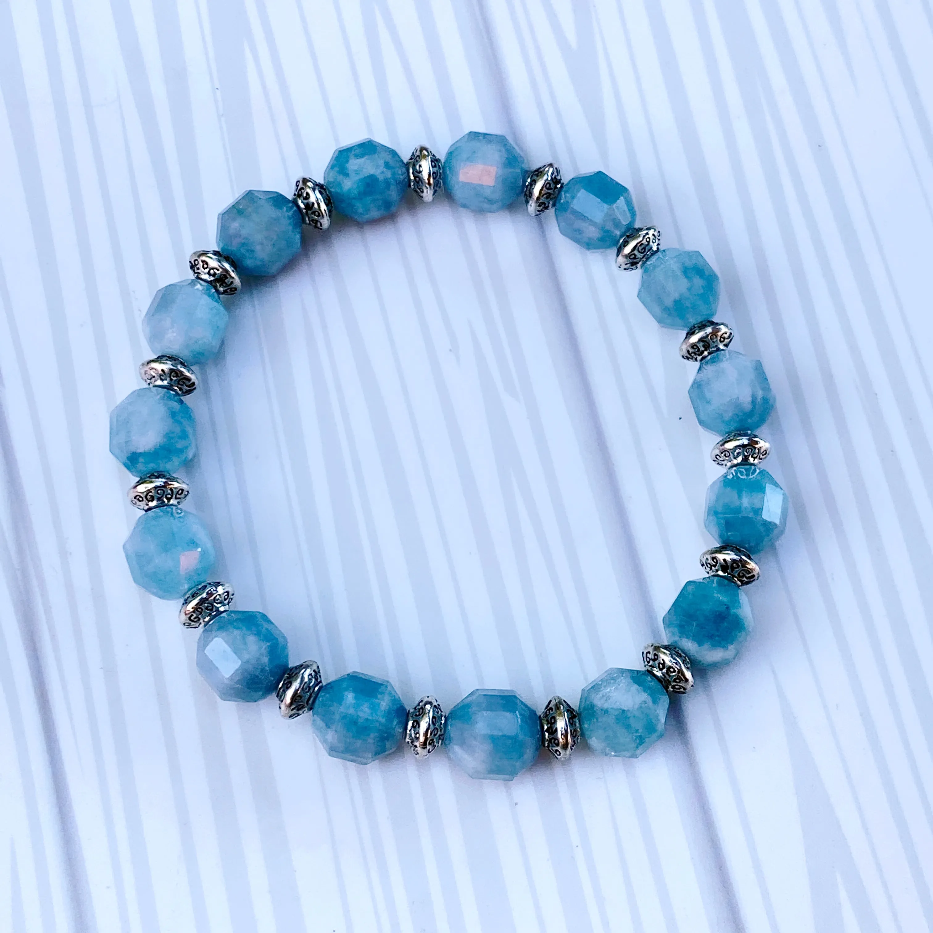 Aquamarine gemstone stretch Bracelet