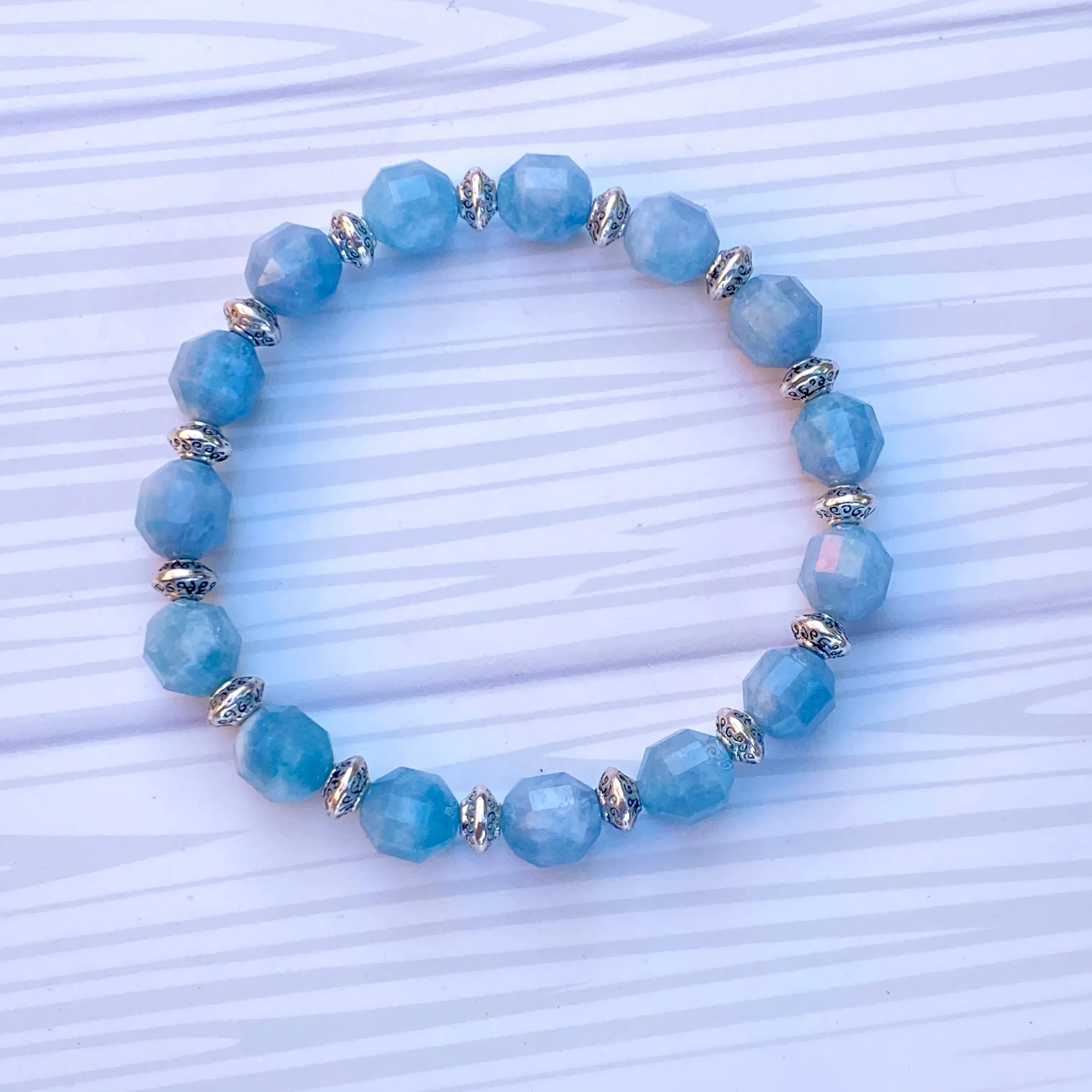 Aquamarine gemstone stretch Bracelet