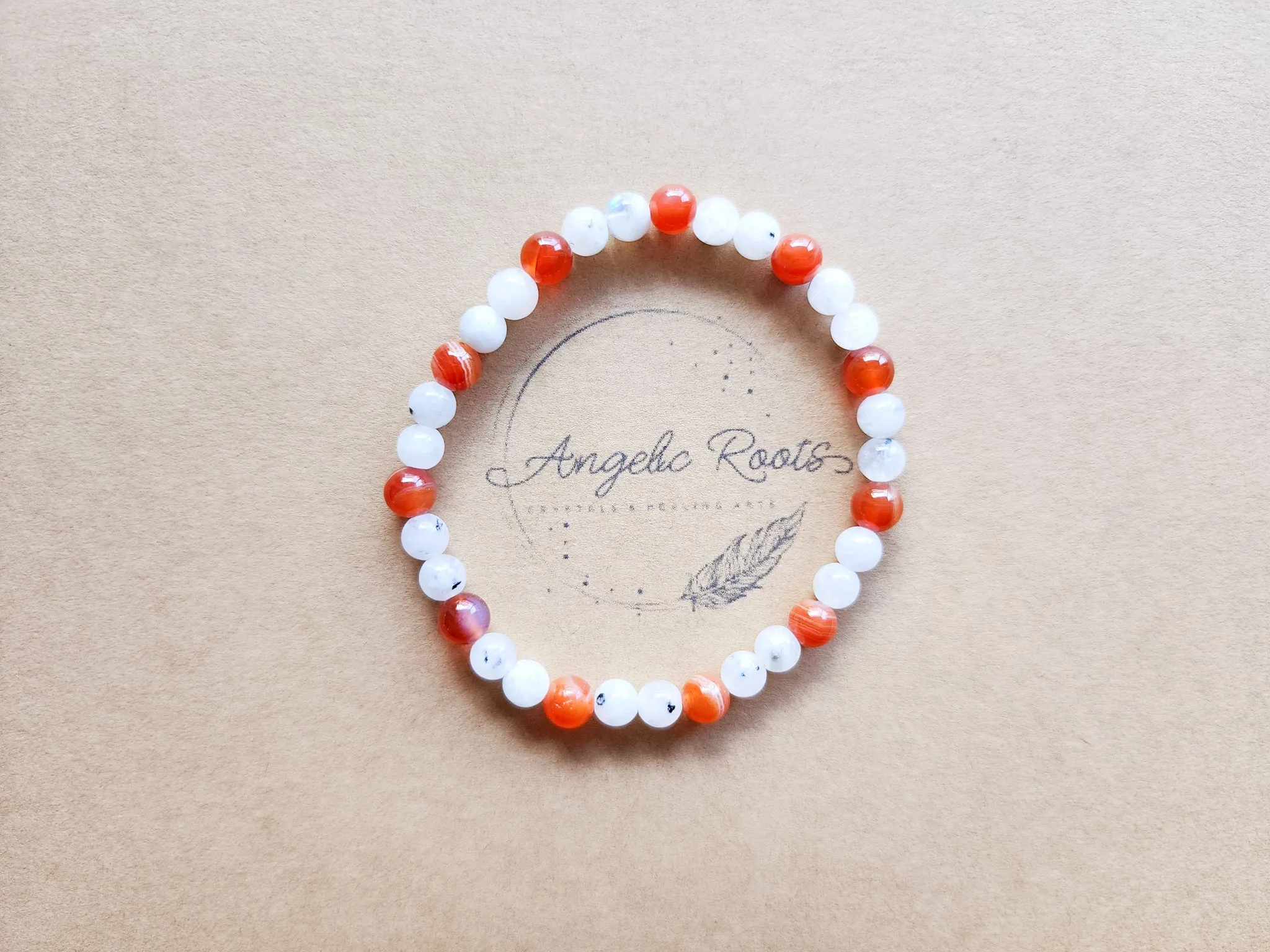 August Bracelet Stack || Sardonyx, Carnelian & Moonstone Beaded Bracelet || Reiki Infused