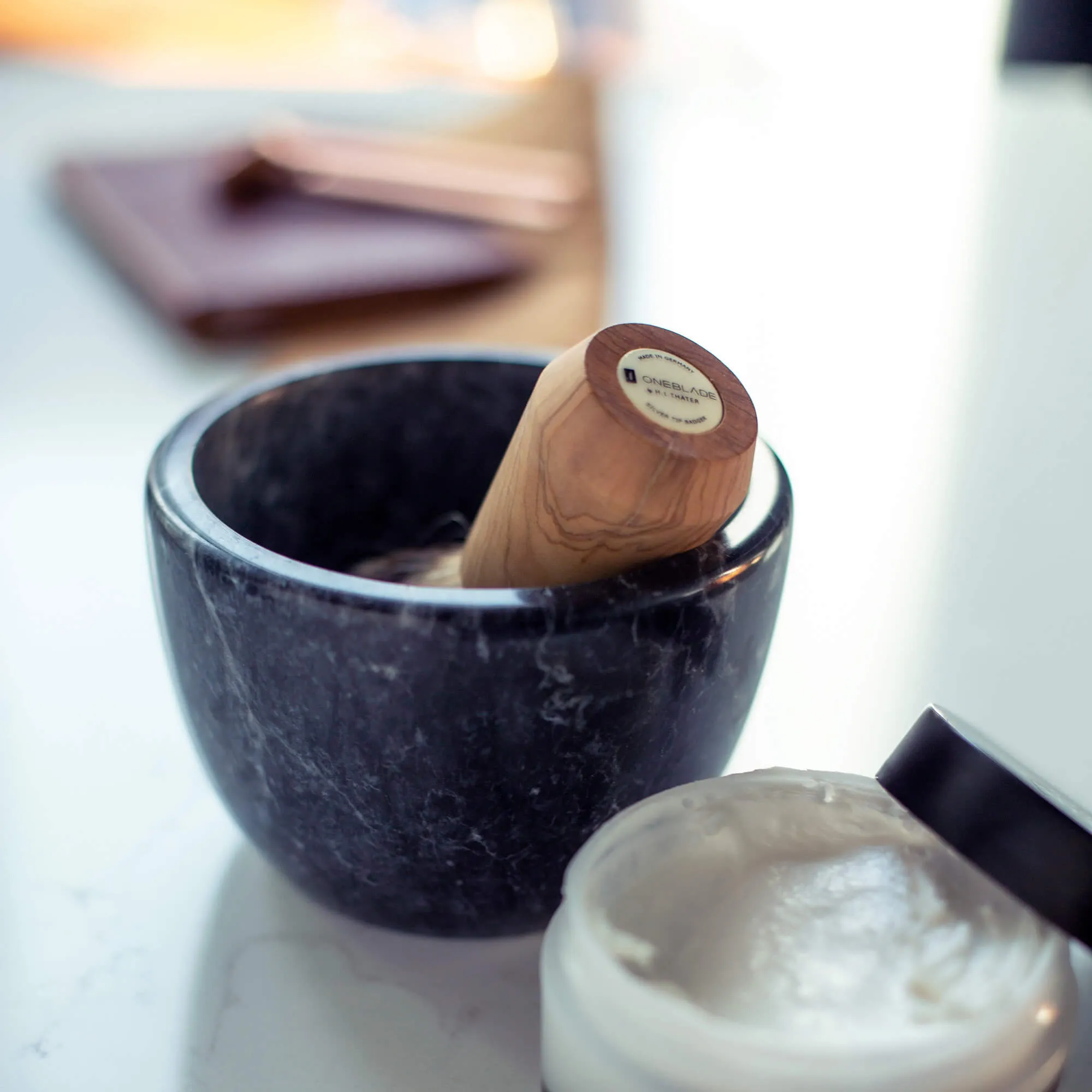 Black Marble Shave Bowl