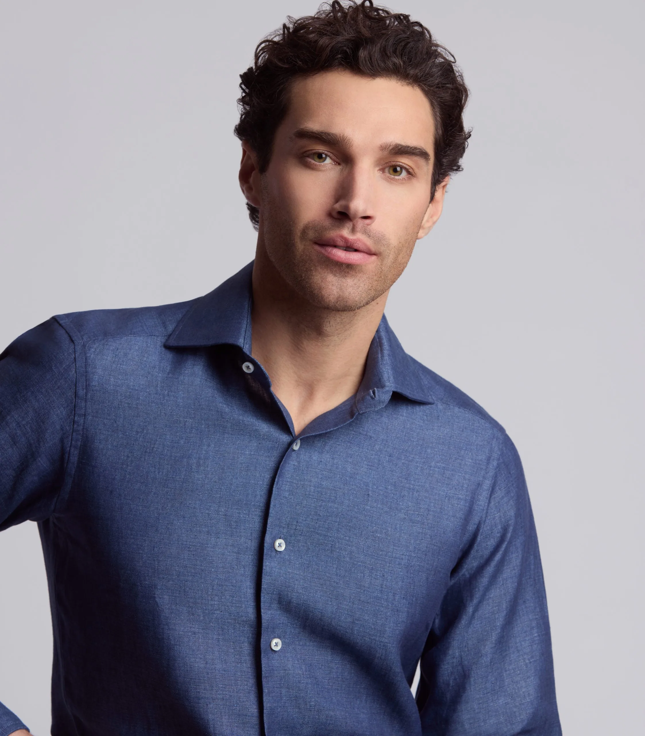 Blue Chambray Linen Shirt