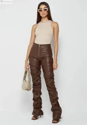 Brown Faux Leather Pants