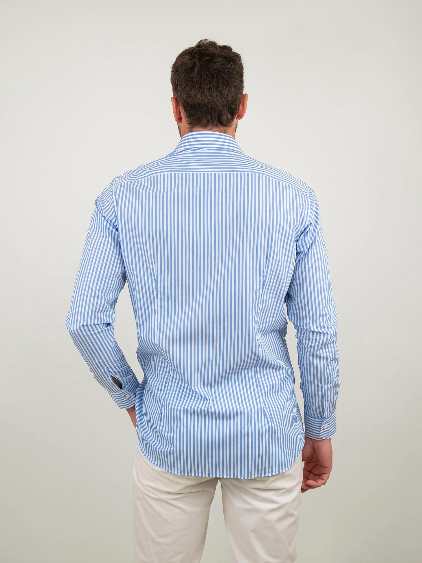 CAMICIA A RIGONE BIANCO E AZZURRO