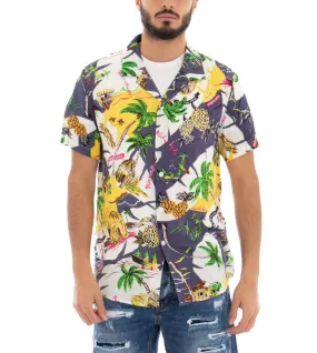 Camicia Manica Corta Uomo Floreale Tropic Casual Colletto GIOSAL-CC1064A