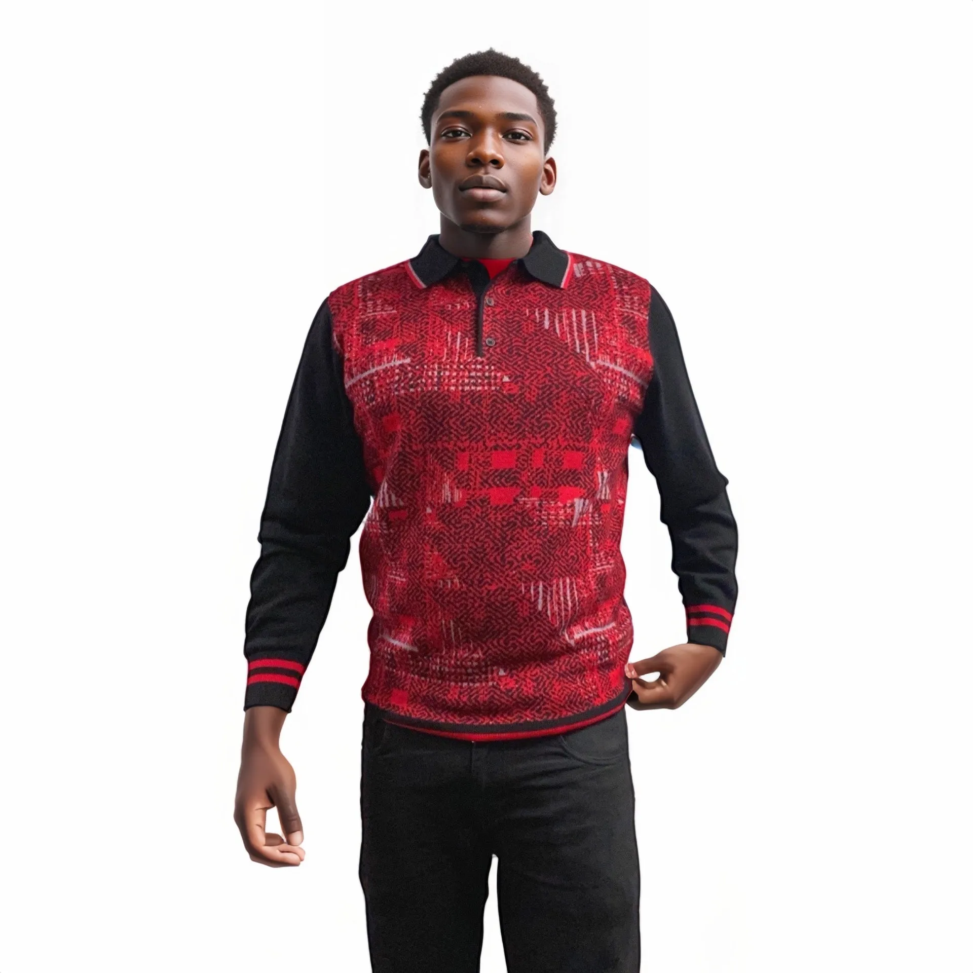 Cigar Men’s Red Polo Collar Sweater P-304