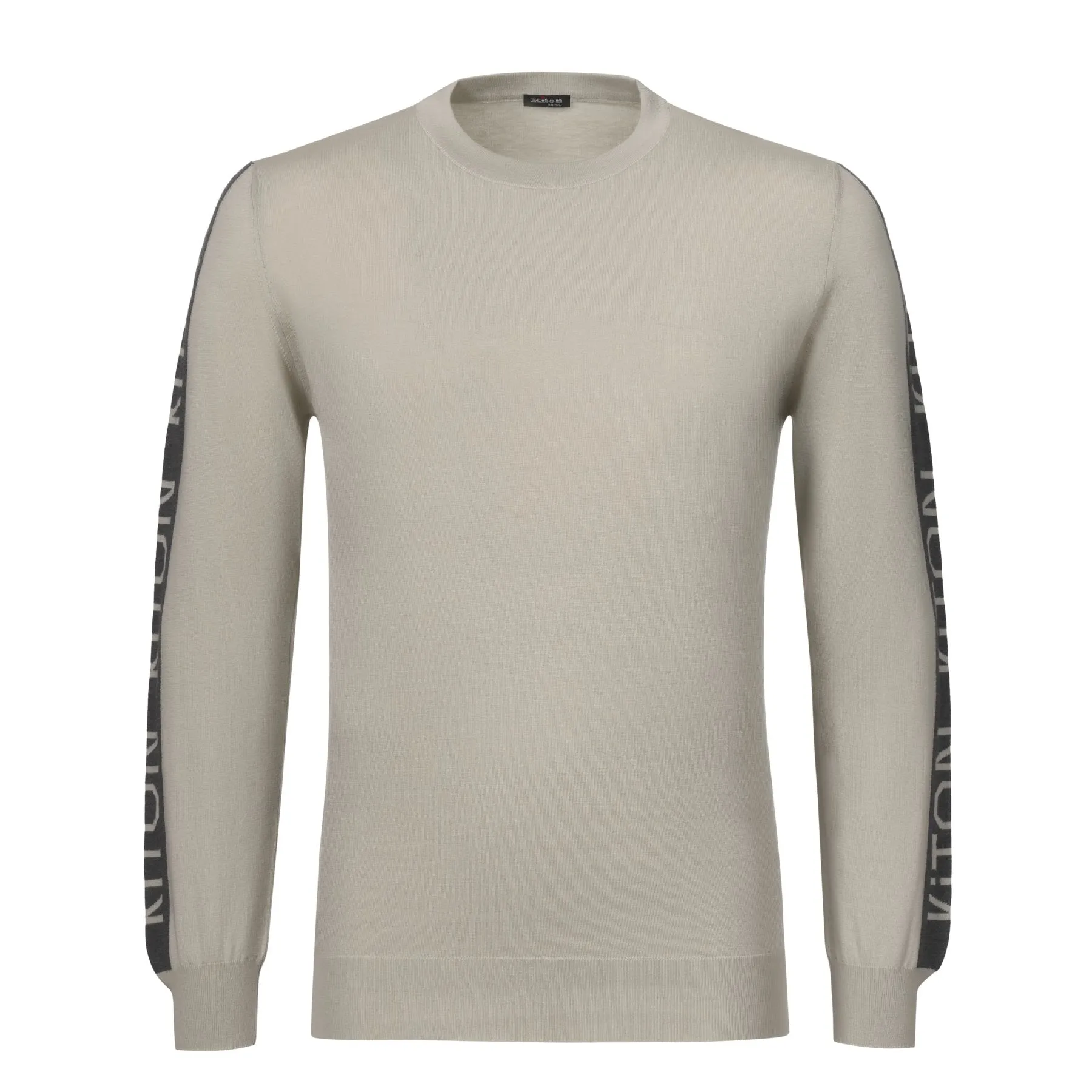 Crew-Neck Logo-Print Jersey Sweater in Light Grey