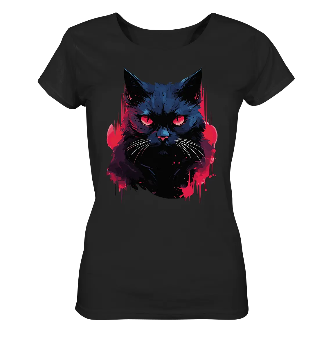 Damen T-Shirt mit Katzenmotiv "Dark Cat"