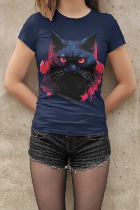 Damen T-Shirt mit Katzenmotiv "Dark Cat"