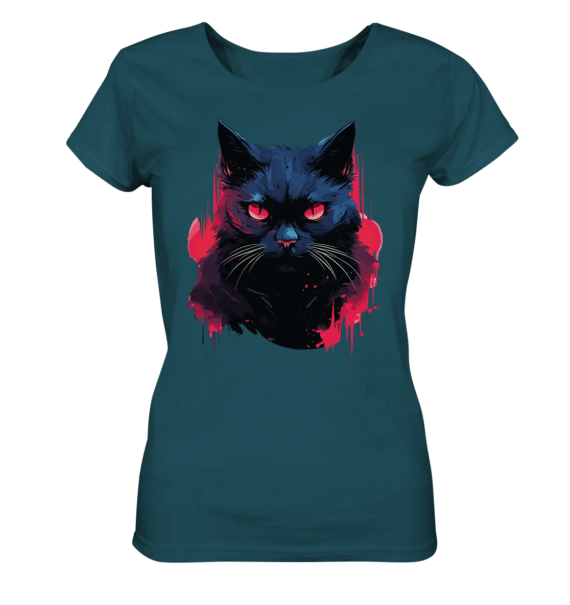 Damen T-Shirt mit Katzenmotiv "Dark Cat"