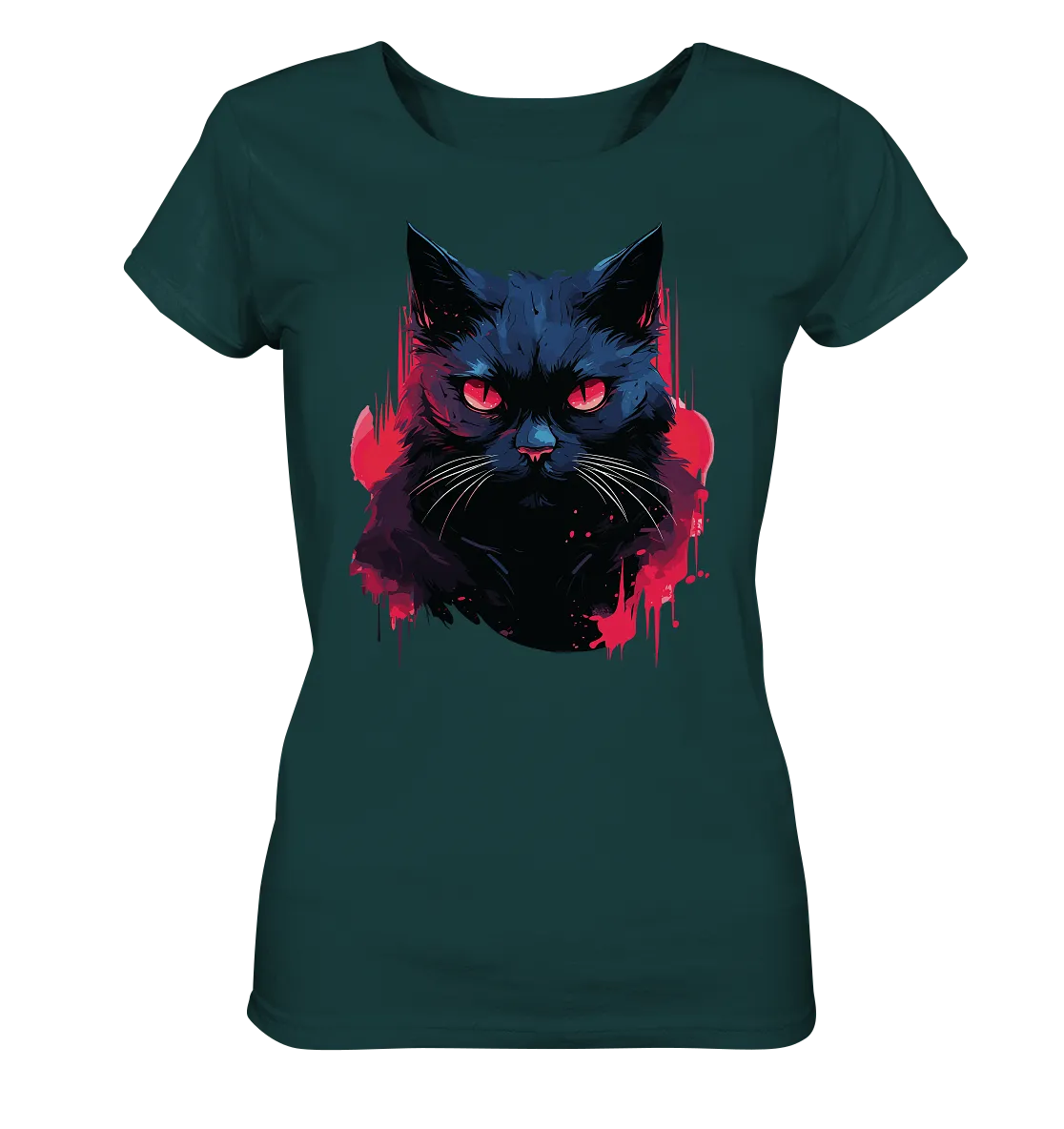 Damen T-Shirt mit Katzenmotiv "Dark Cat"