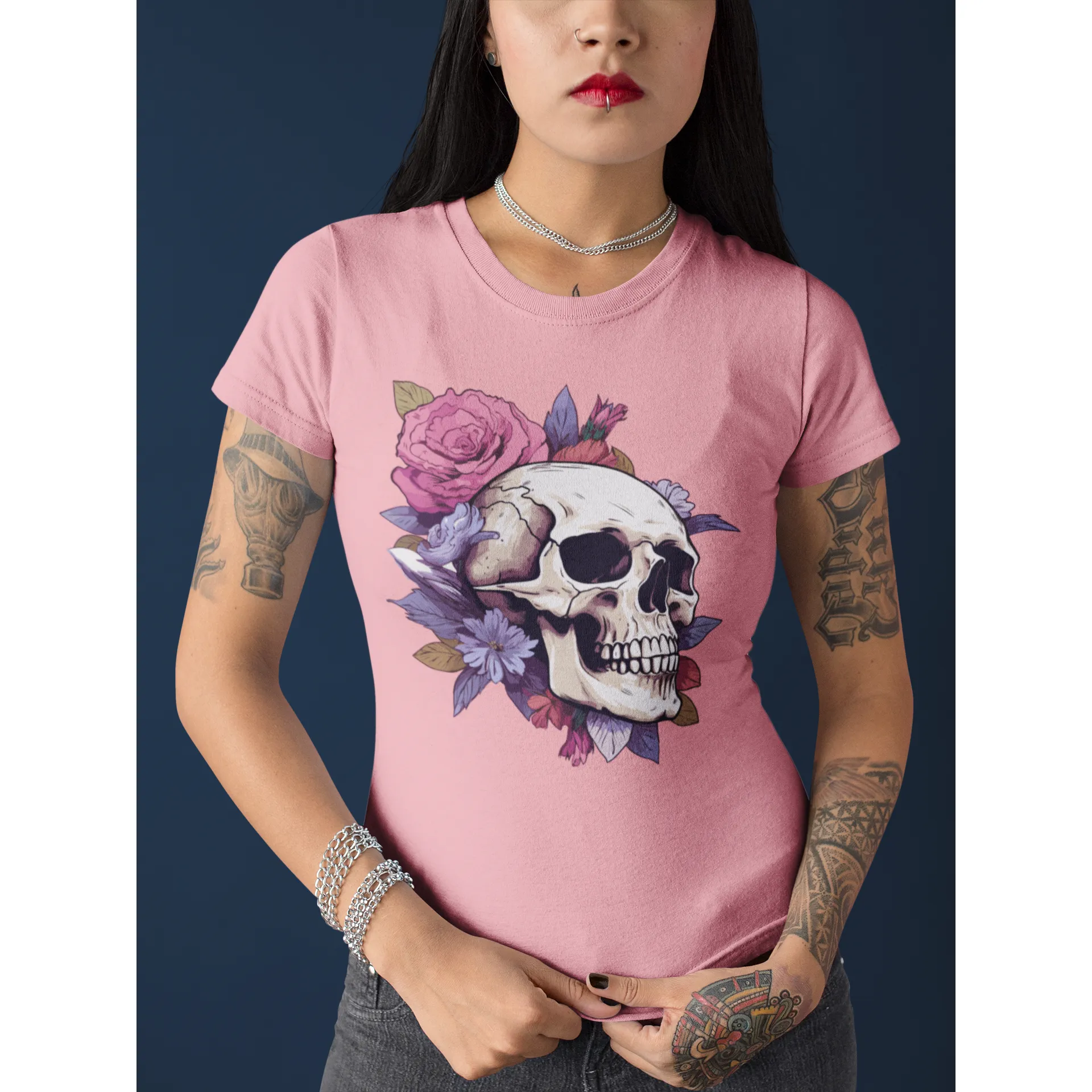 Damen T-Shirt mit Totenkopf Motiv "Boho Skull"