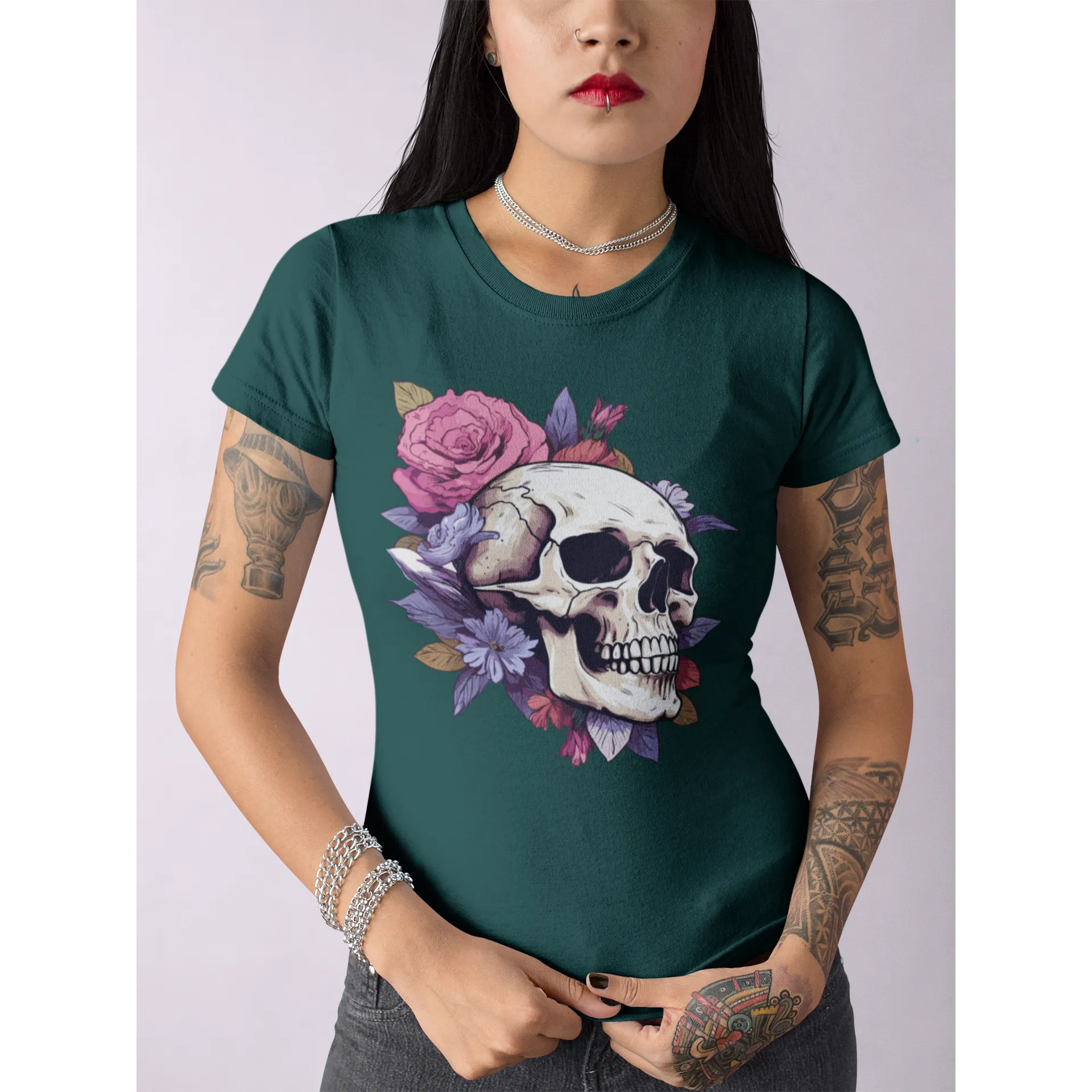 Damen T-Shirt mit Totenkopf Motiv "Boho Skull"