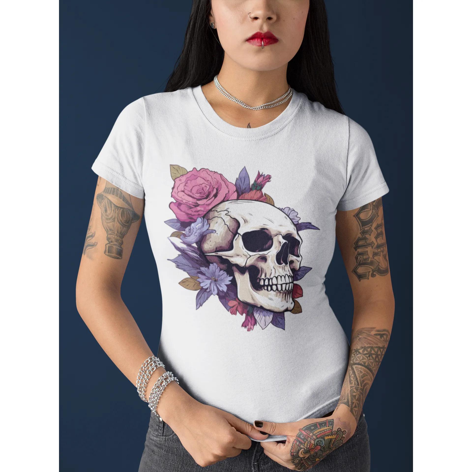 Damen T-Shirt mit Totenkopf Motiv "Boho Skull"