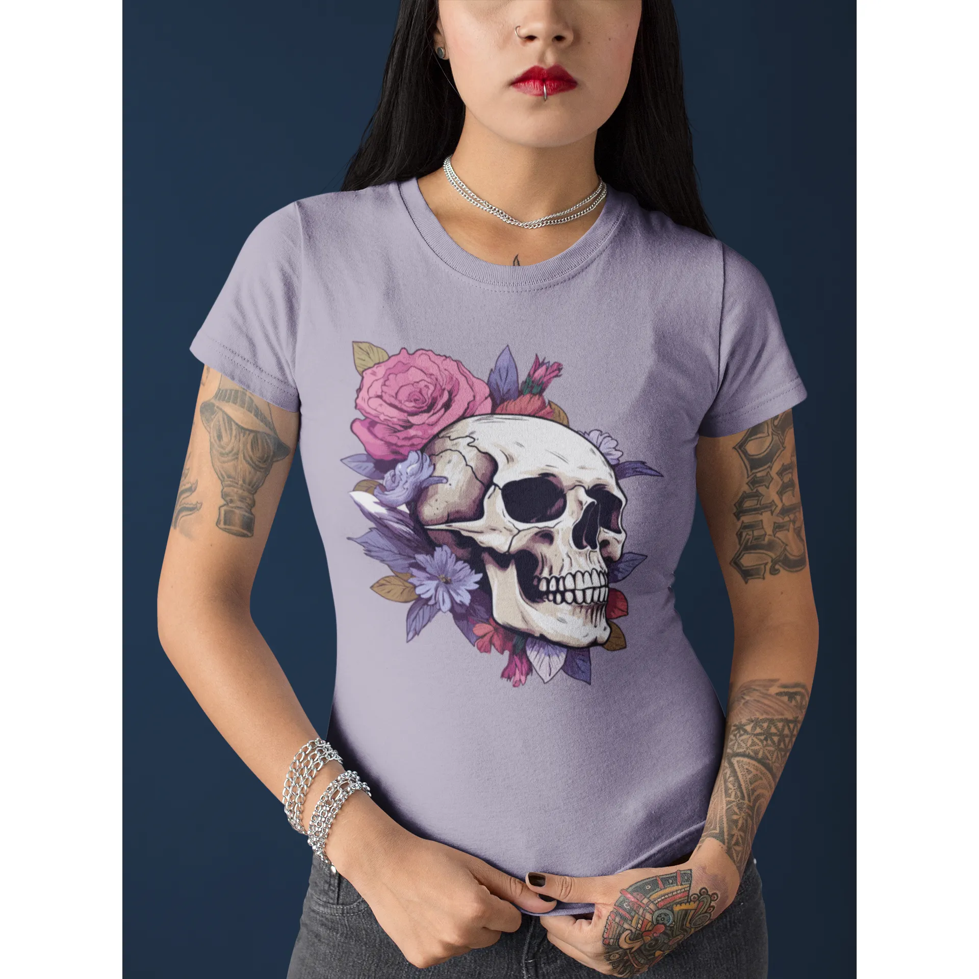 Damen T-Shirt mit Totenkopf Motiv "Boho Skull"