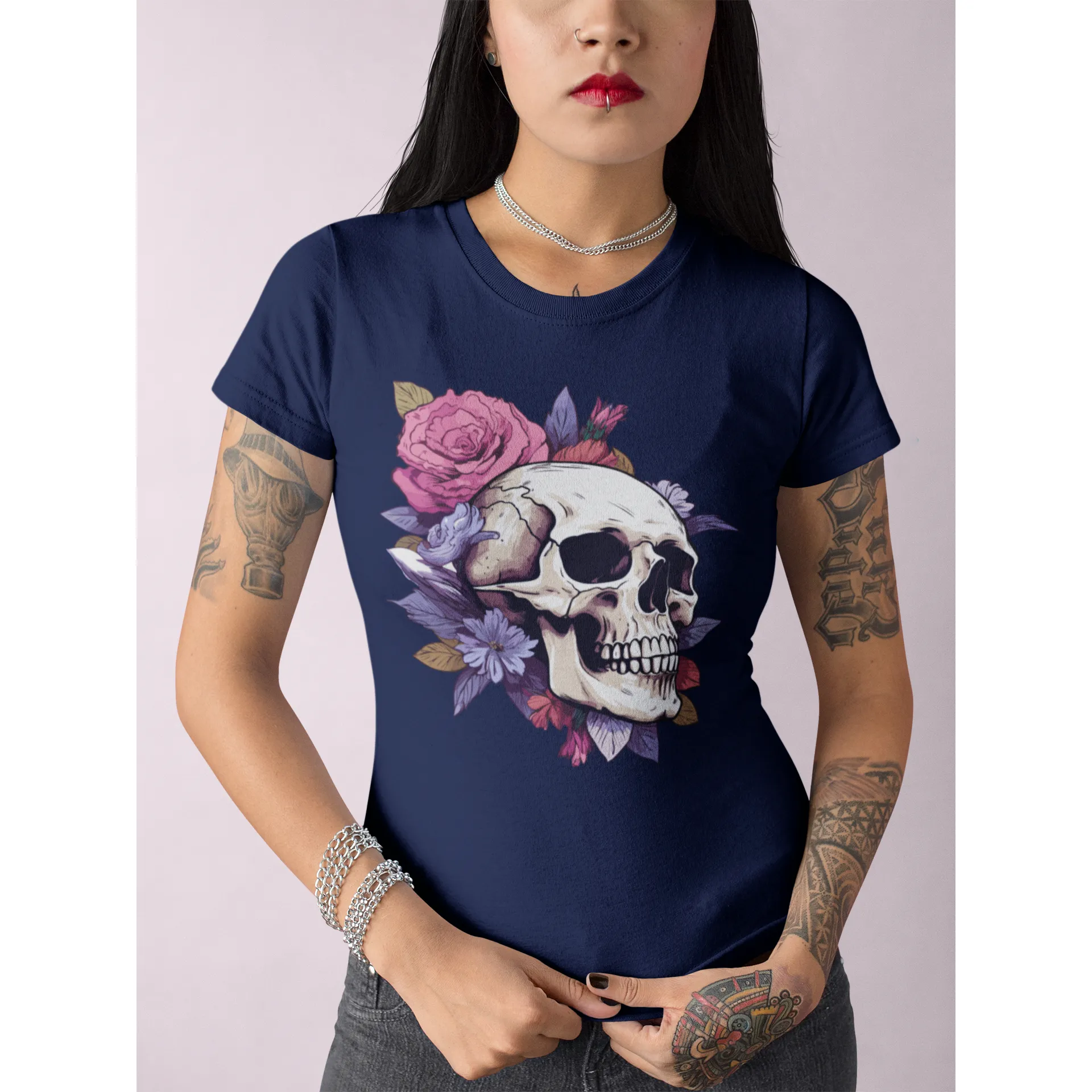 Damen T-Shirt mit Totenkopf Motiv "Boho Skull"