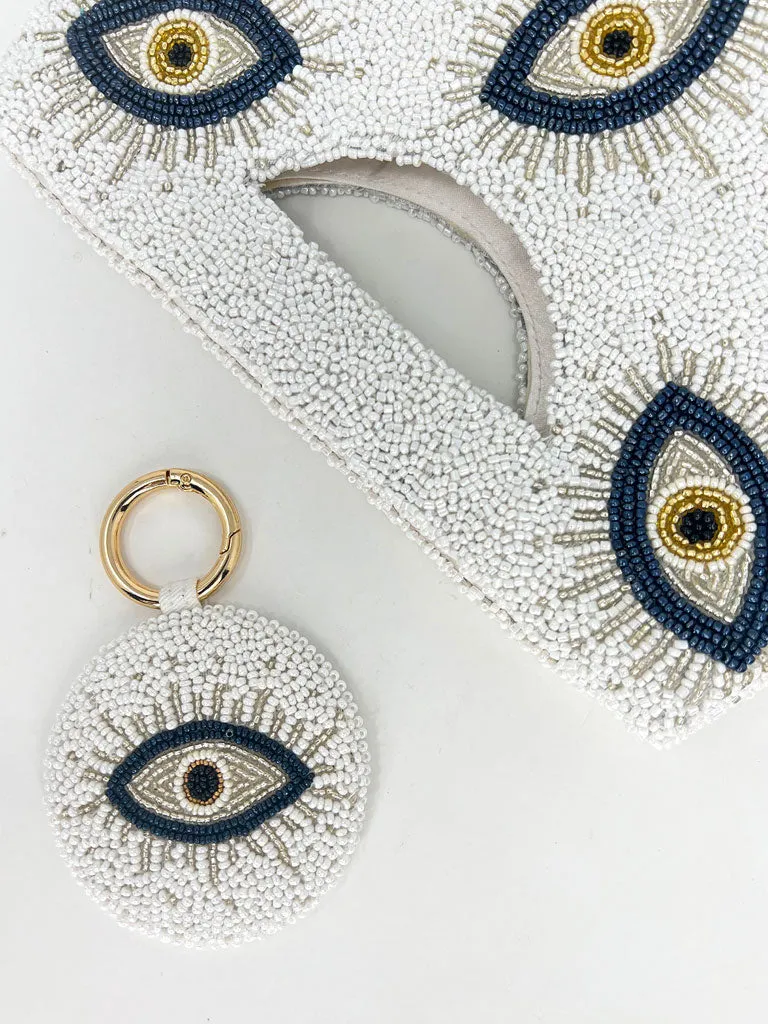 Evil Eye Hand-Beaded Clutch