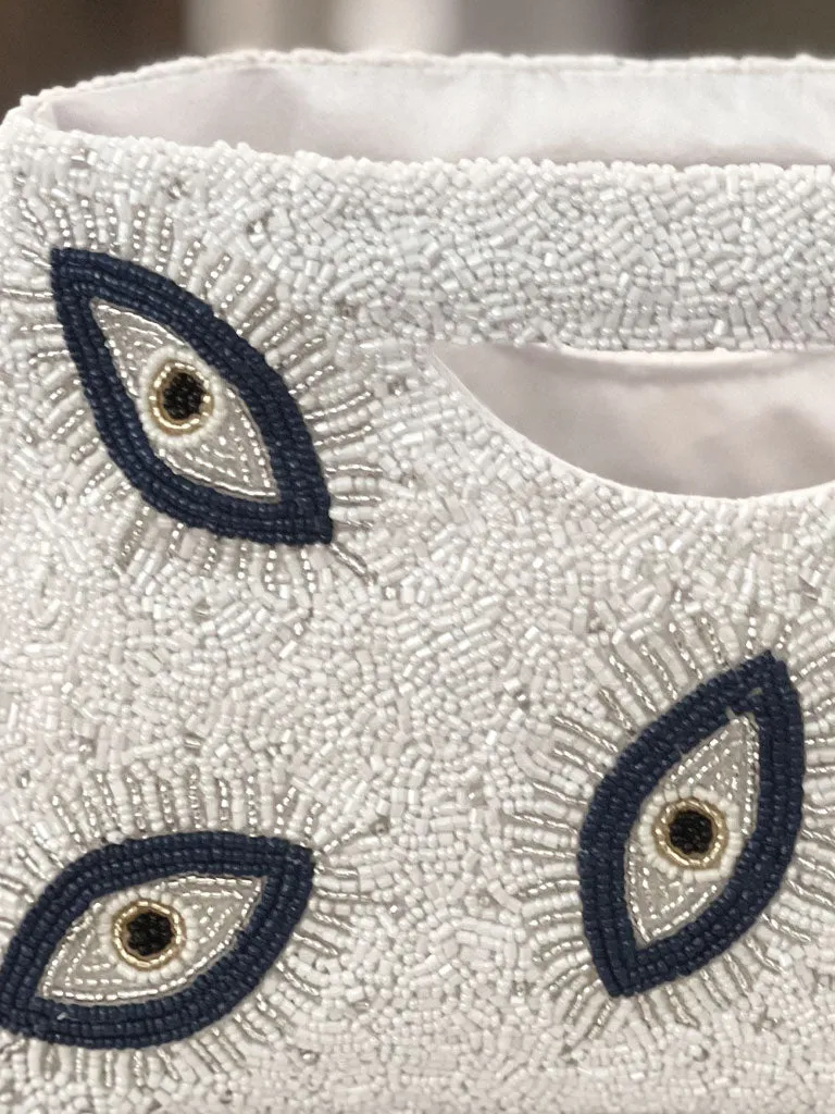 Evil Eye Hand-Beaded Clutch