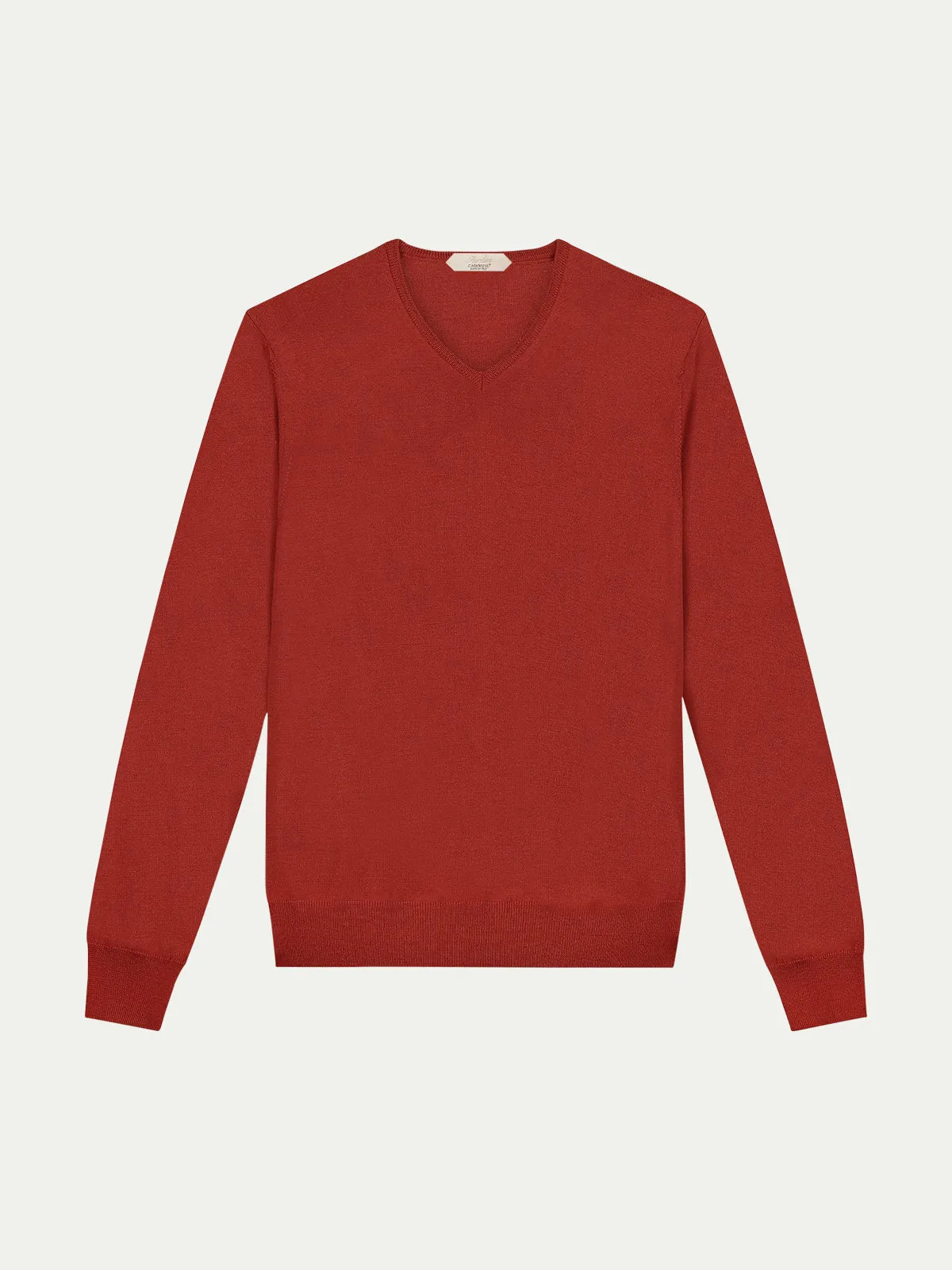 Extrafine Merino V-Neck Burnt Sienna