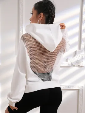 Fishnet Mesh Insert Hoodie