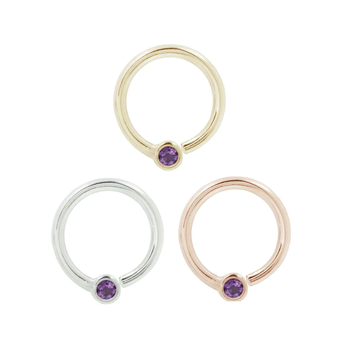 Fixed Bezel Bead Ring 2mm Amethyst