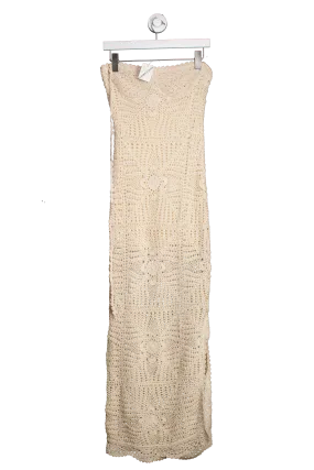 Free People Cream Dahlia Crochet Halter Midi Dress In Natural UK XS