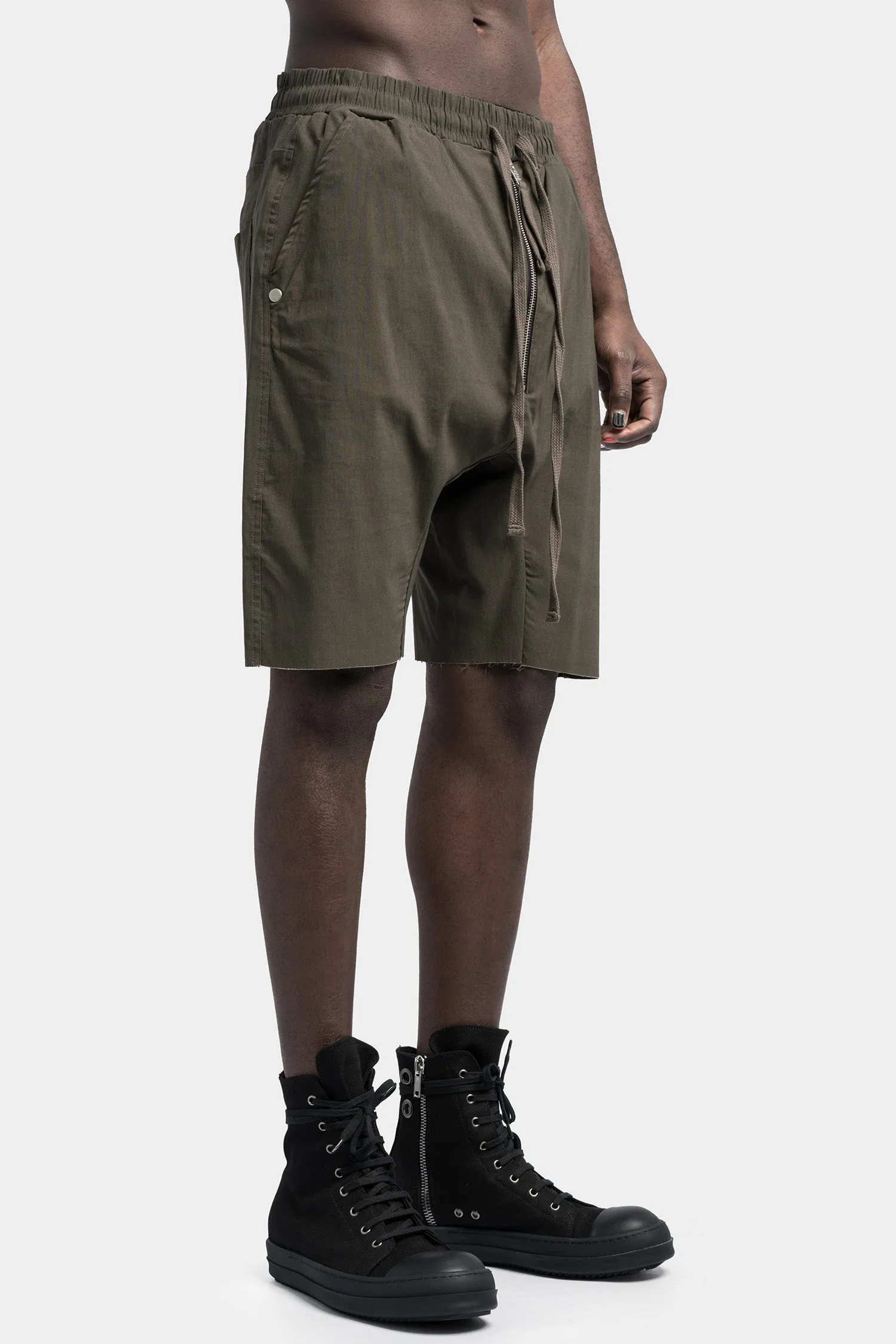 Front zip shorts, Ivy green