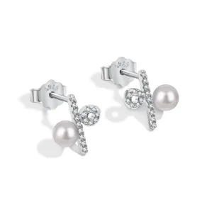 Geometric Freshwater Pearl Stud Earrings