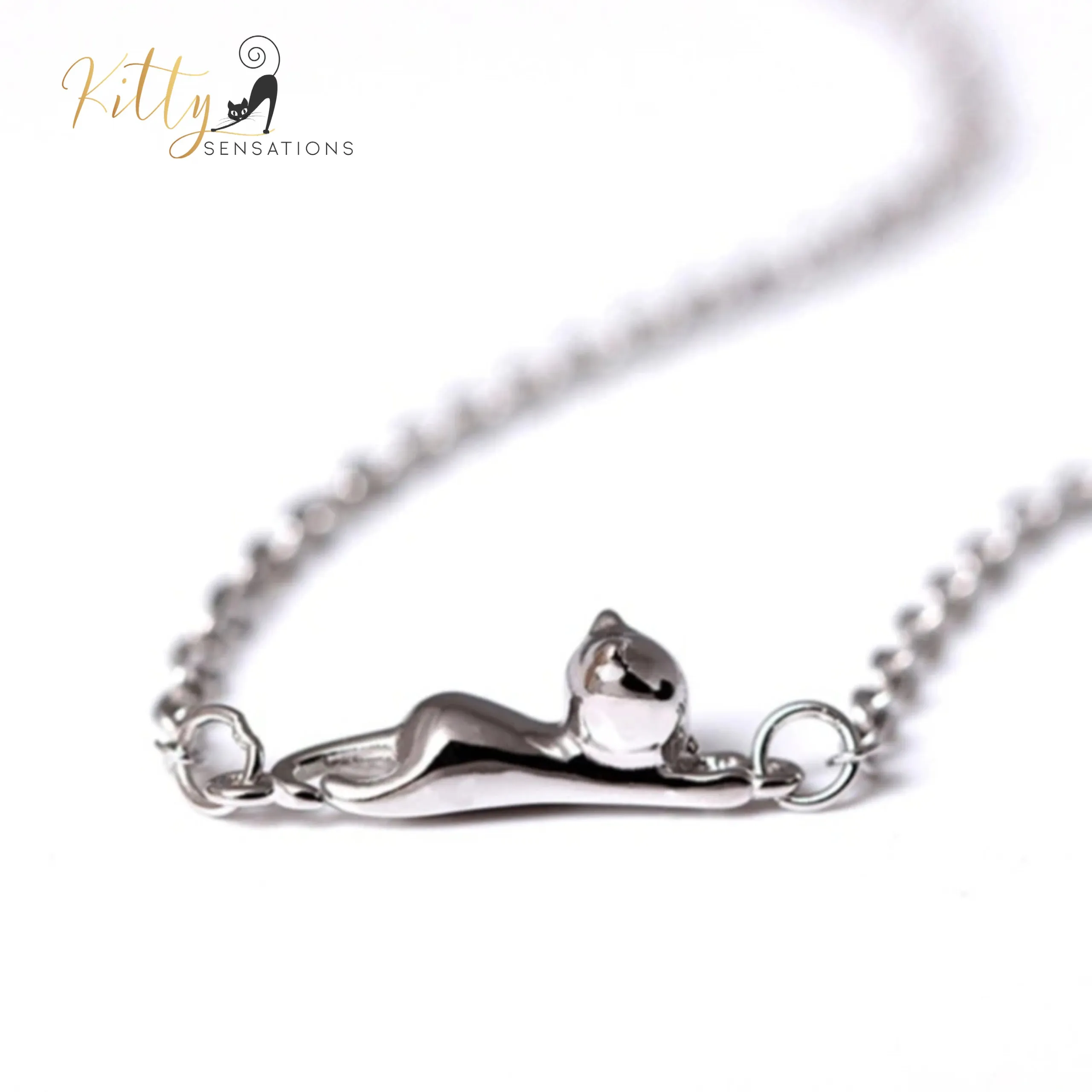 Hanging Cat Bracelet in Solid 925 Sterling Silver