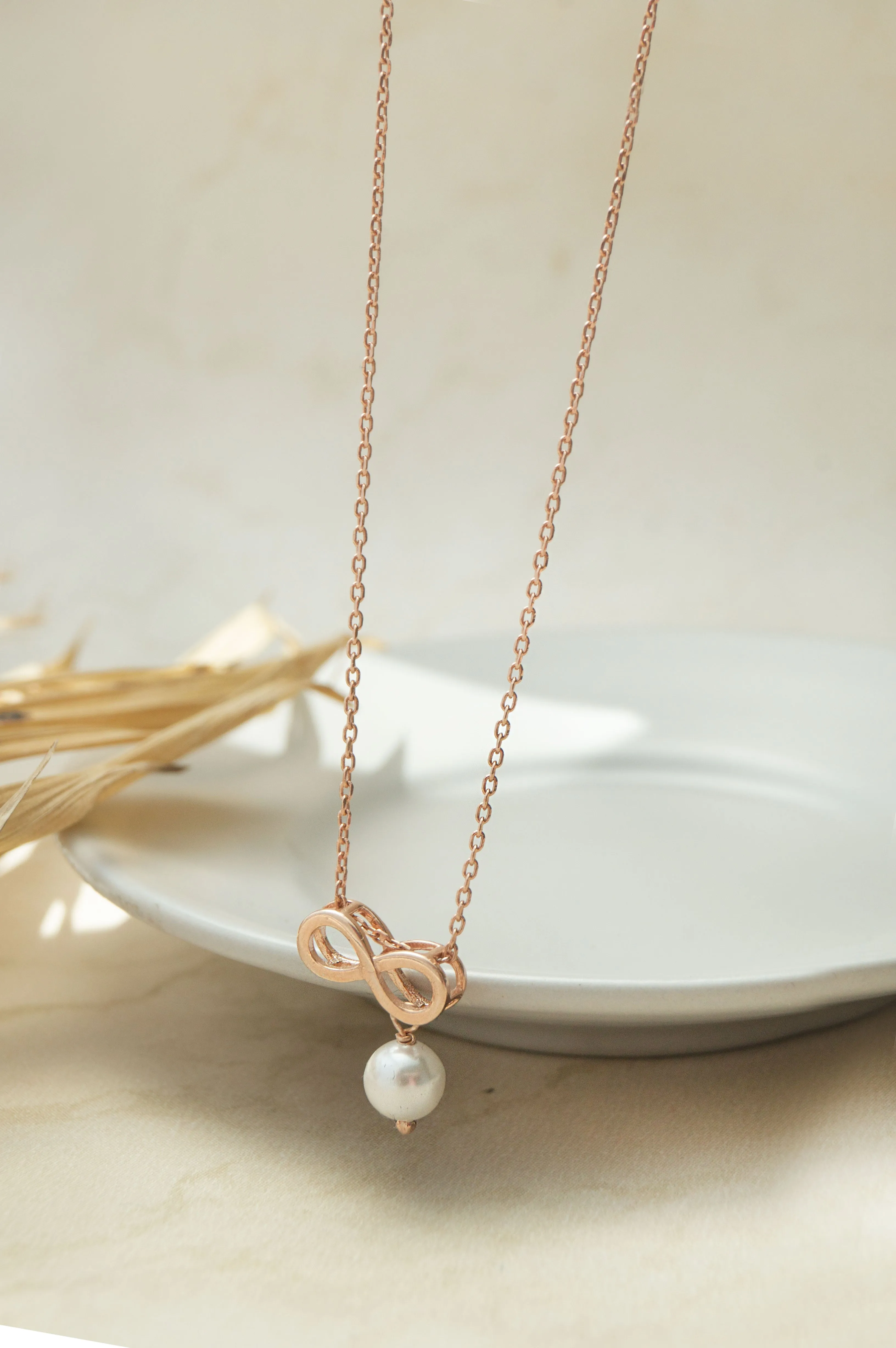 Infinity Love With Pearl Gold Plated Sterling Silver Charm Pendant With Chain