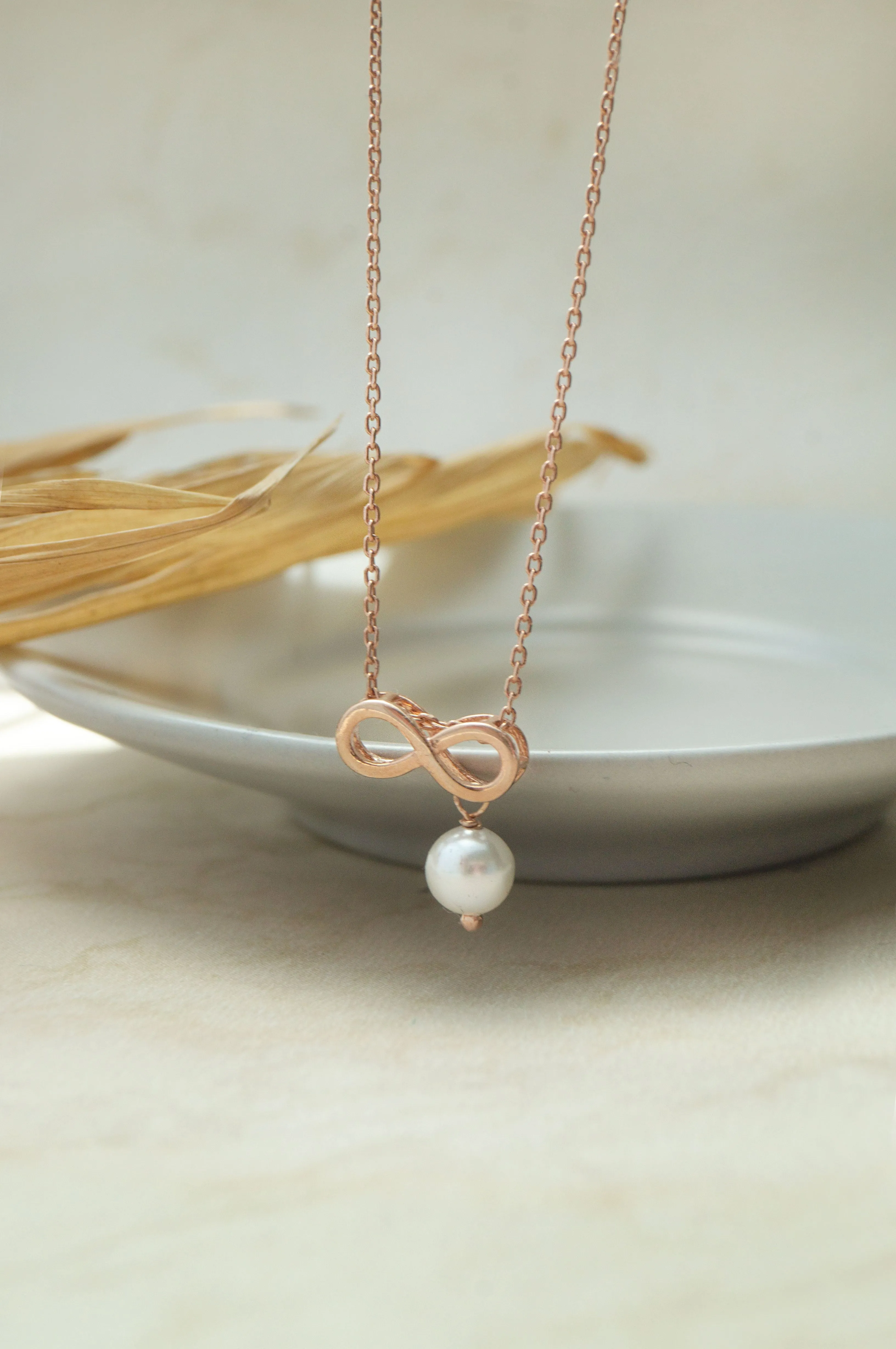 Infinity Love With Pearl Gold Plated Sterling Silver Charm Pendant With Chain