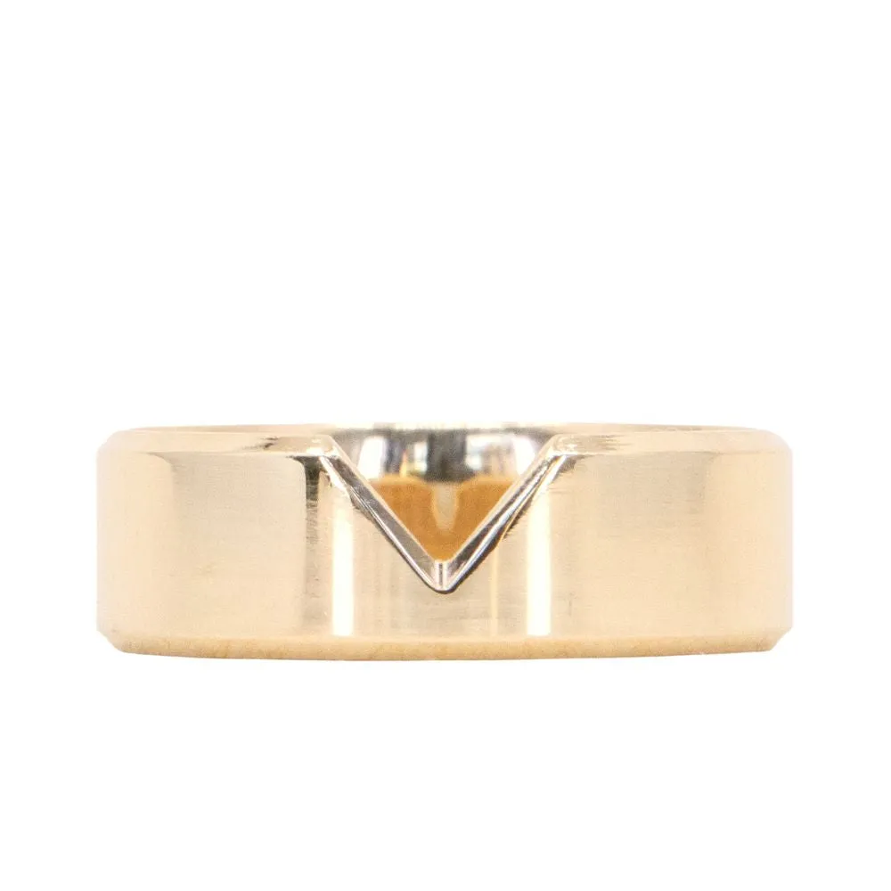 Inlet Wedding Band - Flat, Stackable 6mm Wedding Band in Recycled Gold