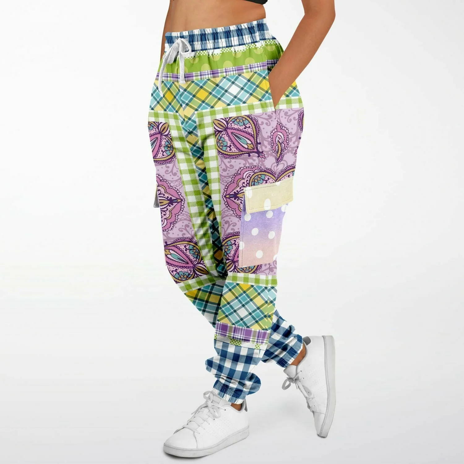 Kaleido-Scape Purple Plaid Unisex Cargo Sweats