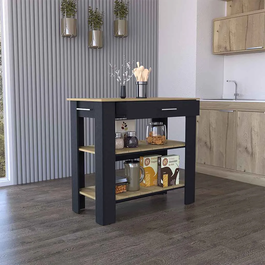 Kitchen Island 40  Dozza Black/Light Oak